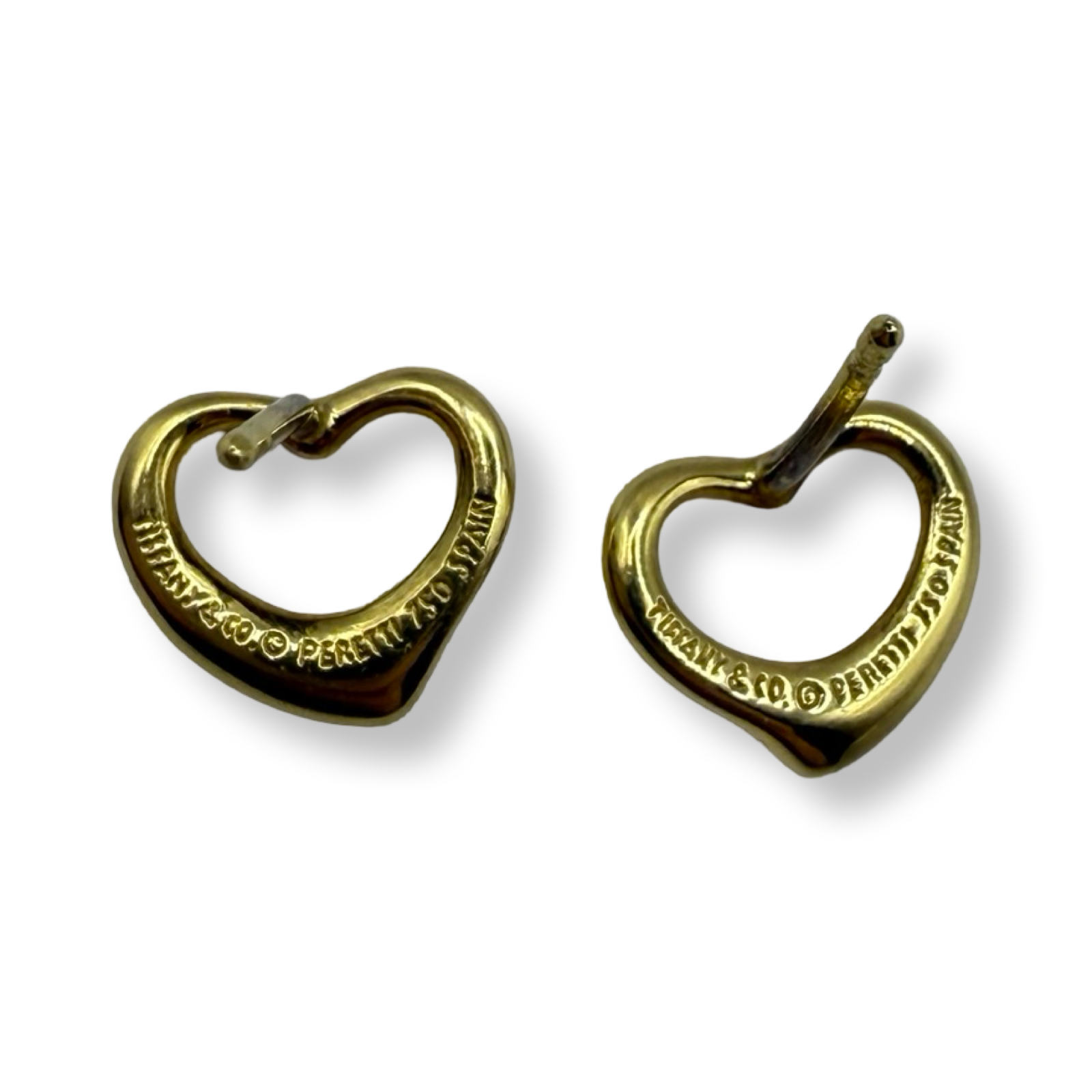 Tiffanys gold open heart earrings small yellow