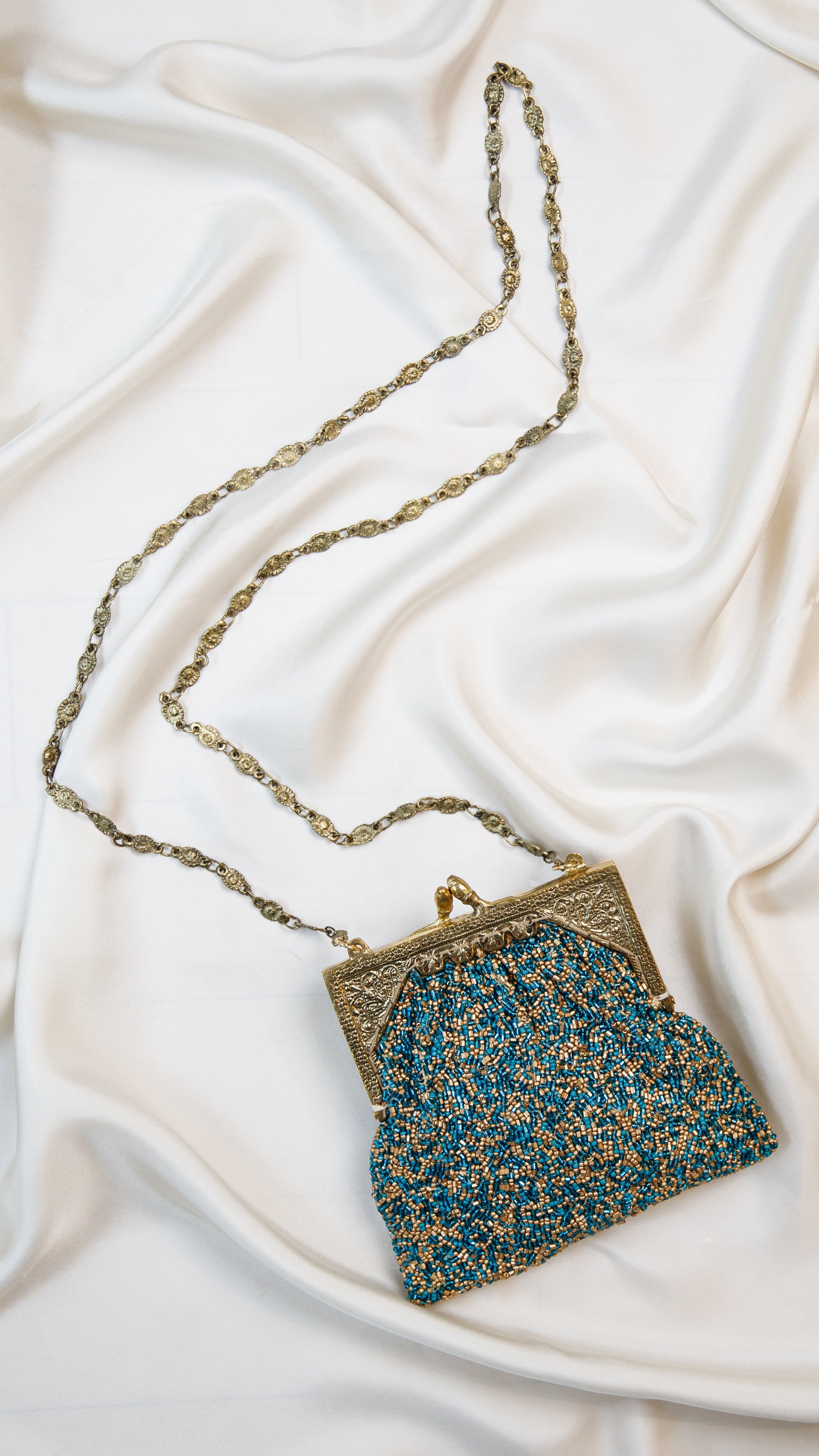 Hand made vintage inspired one of a kind fully beaded Mini pochette evening bag Island to East Side X the Vintage New Yorker
