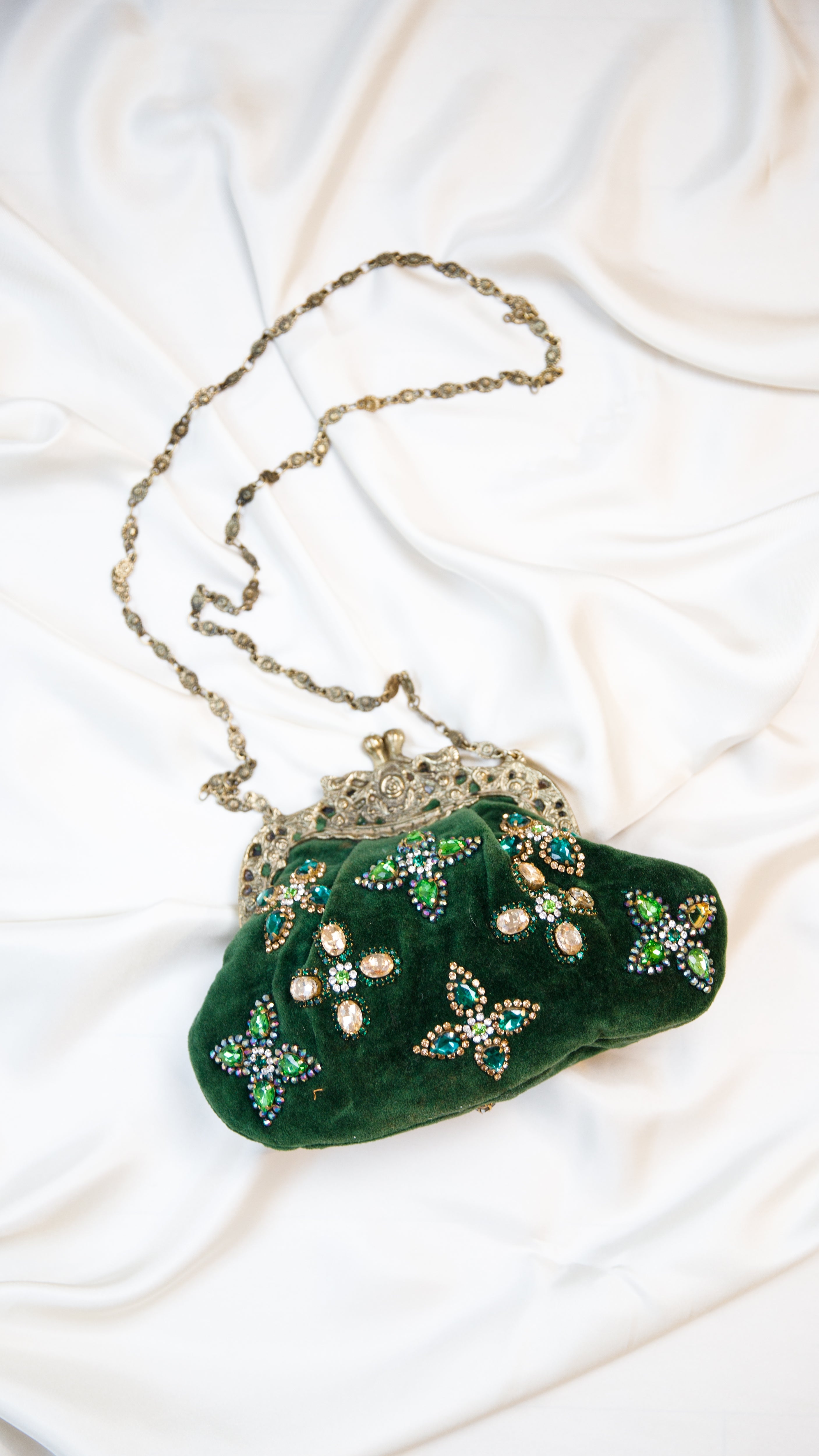 Hand made vintage inspired one of a kind velvet jeweled evening bag Island to East Side X the Vintage New Yorker