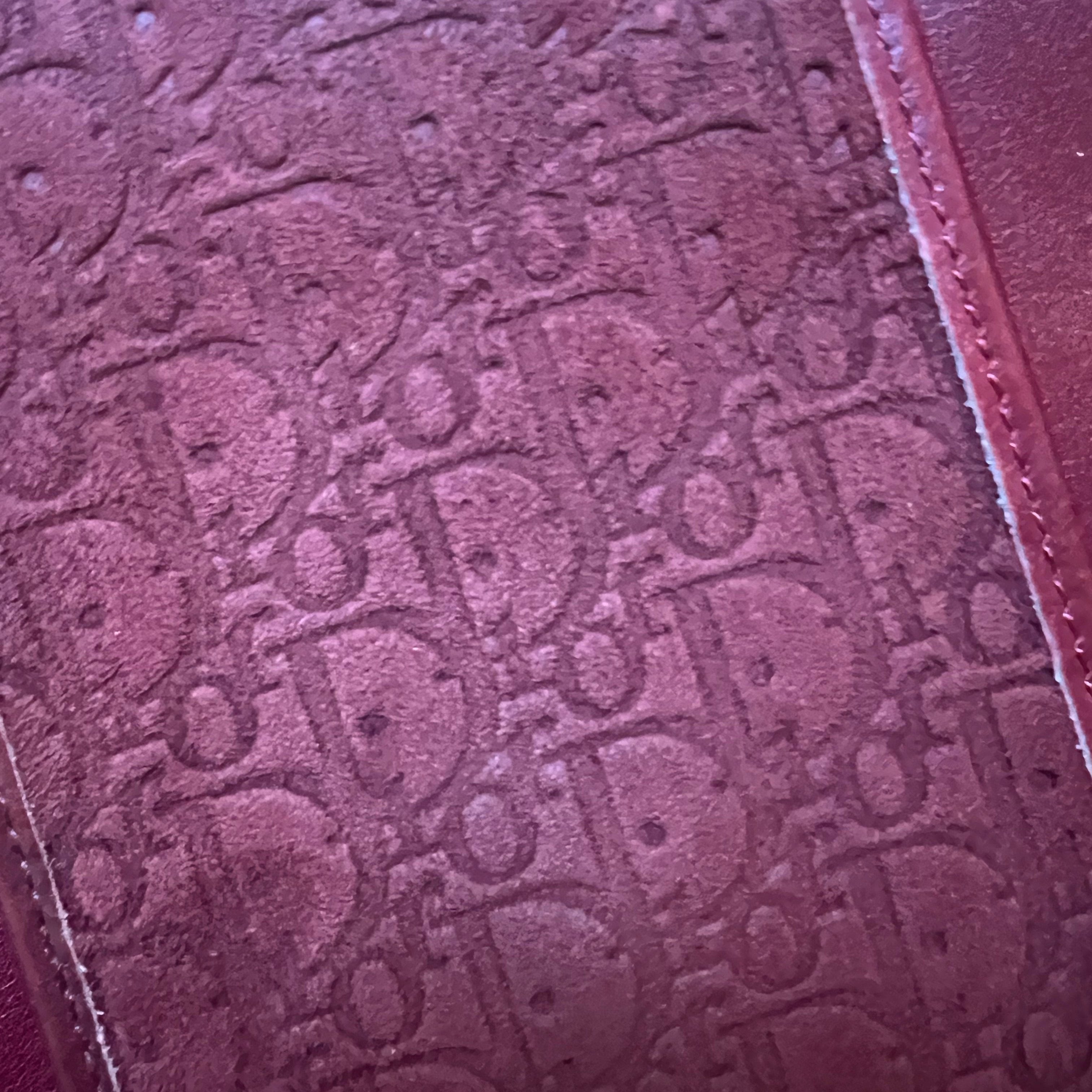Christian Dior Retro Shoulder Bag Red Suede Trotter Print Emboss