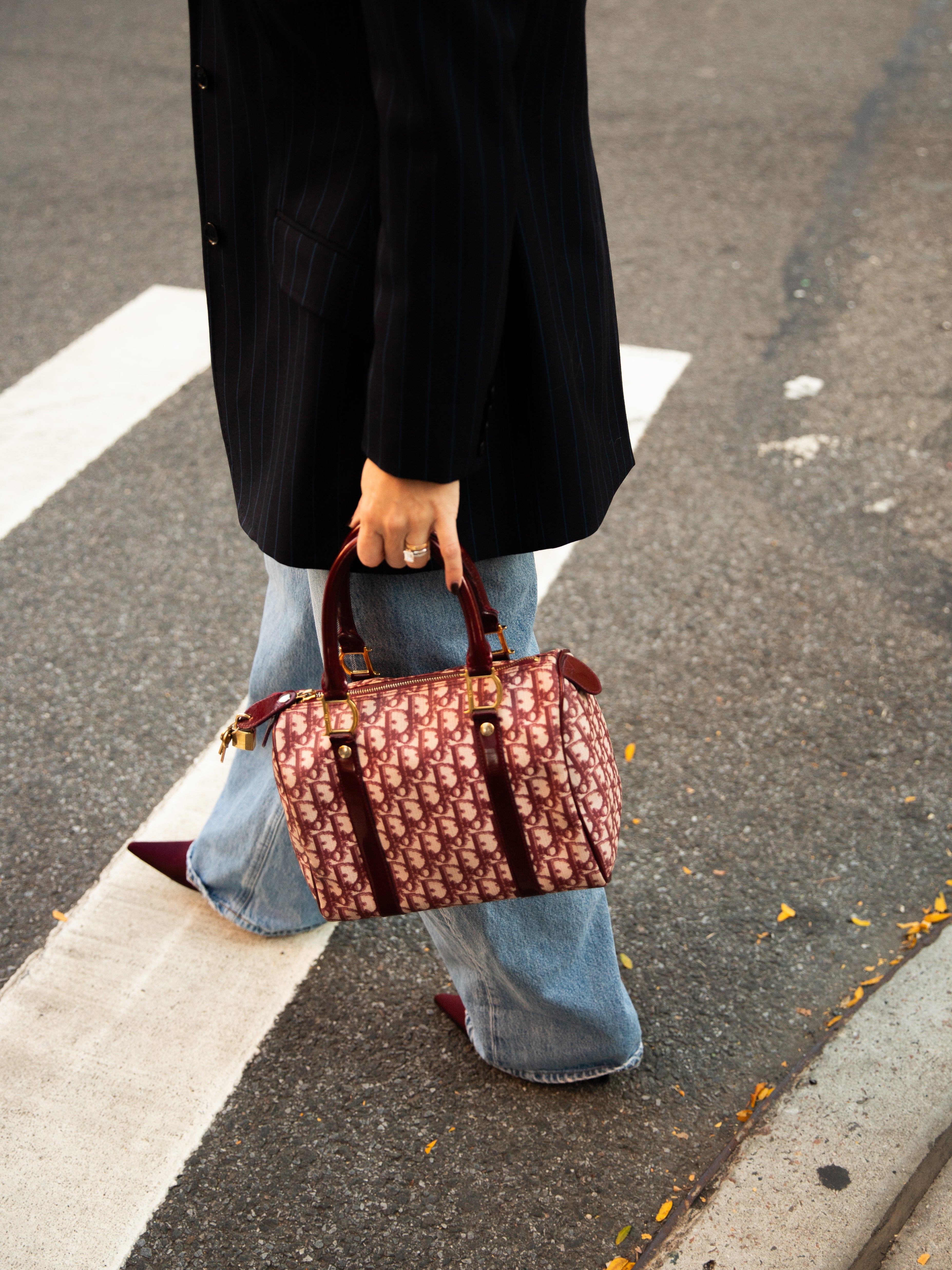 Vintage Christian Dior Boston Bag Trotter Burgundy