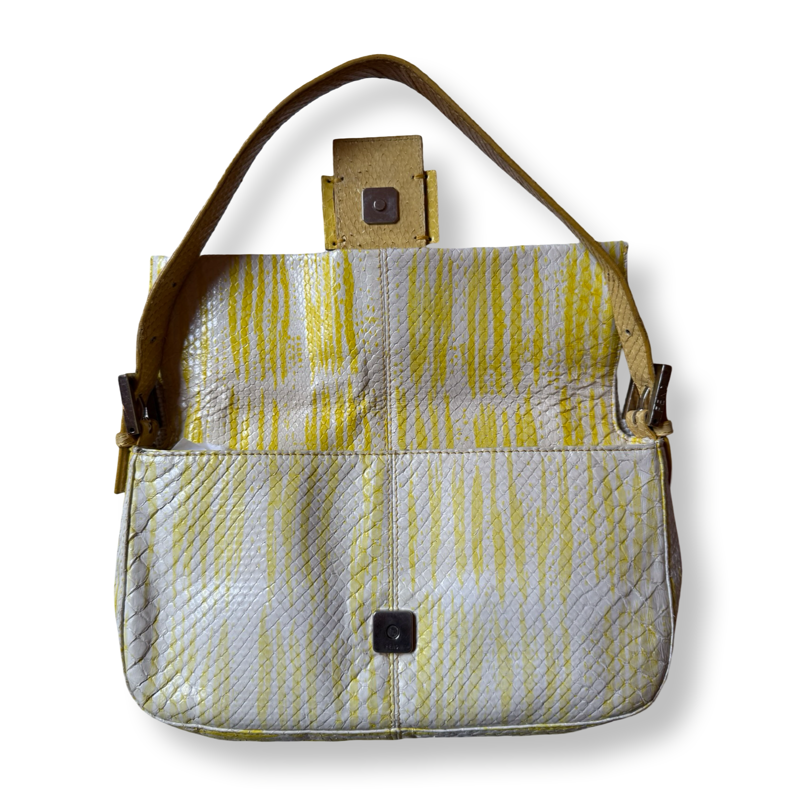 authentic Fendi baguette early 00s python skin yellow exotic snakeskin
