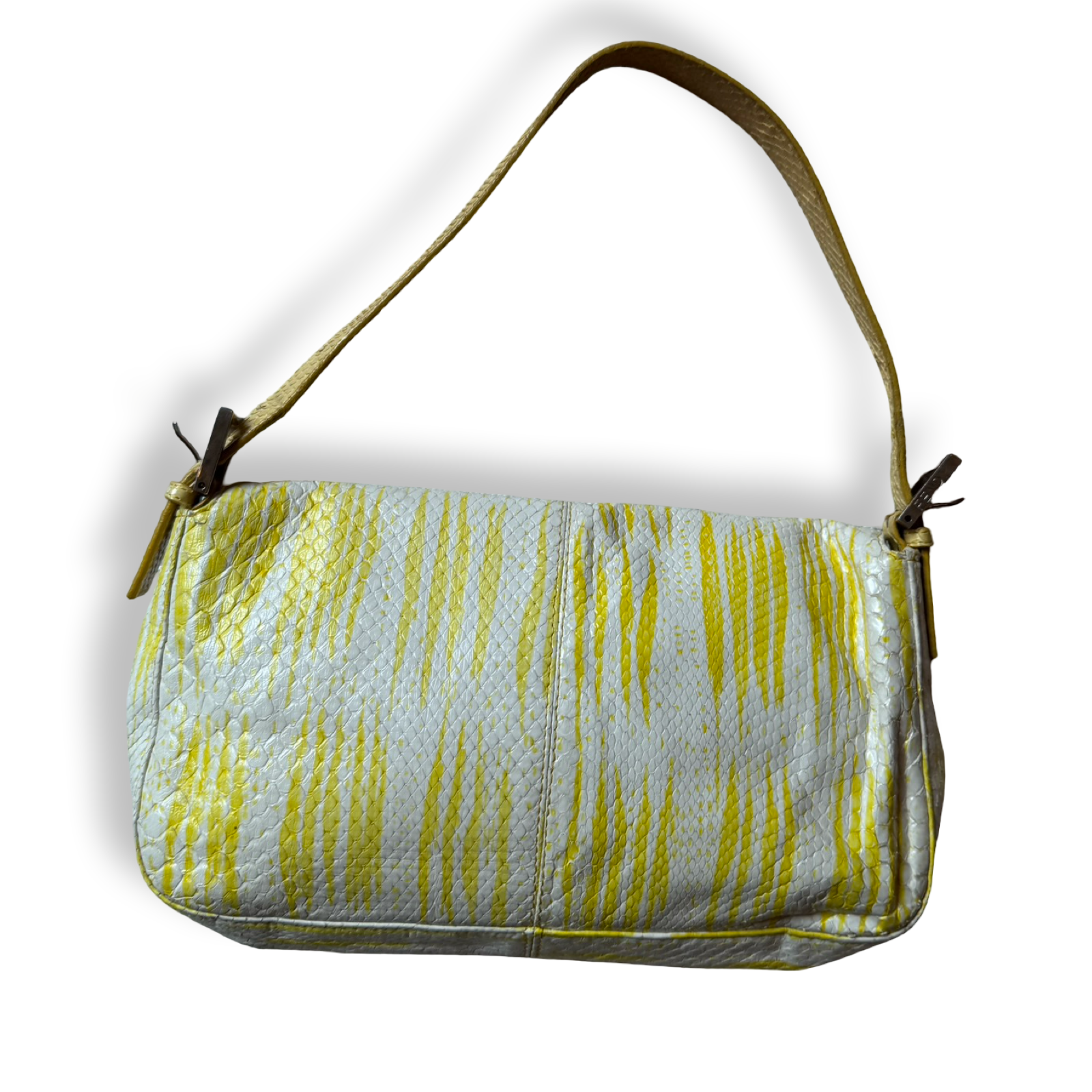 Fendi Vintage Python Baguette yellow Stripes