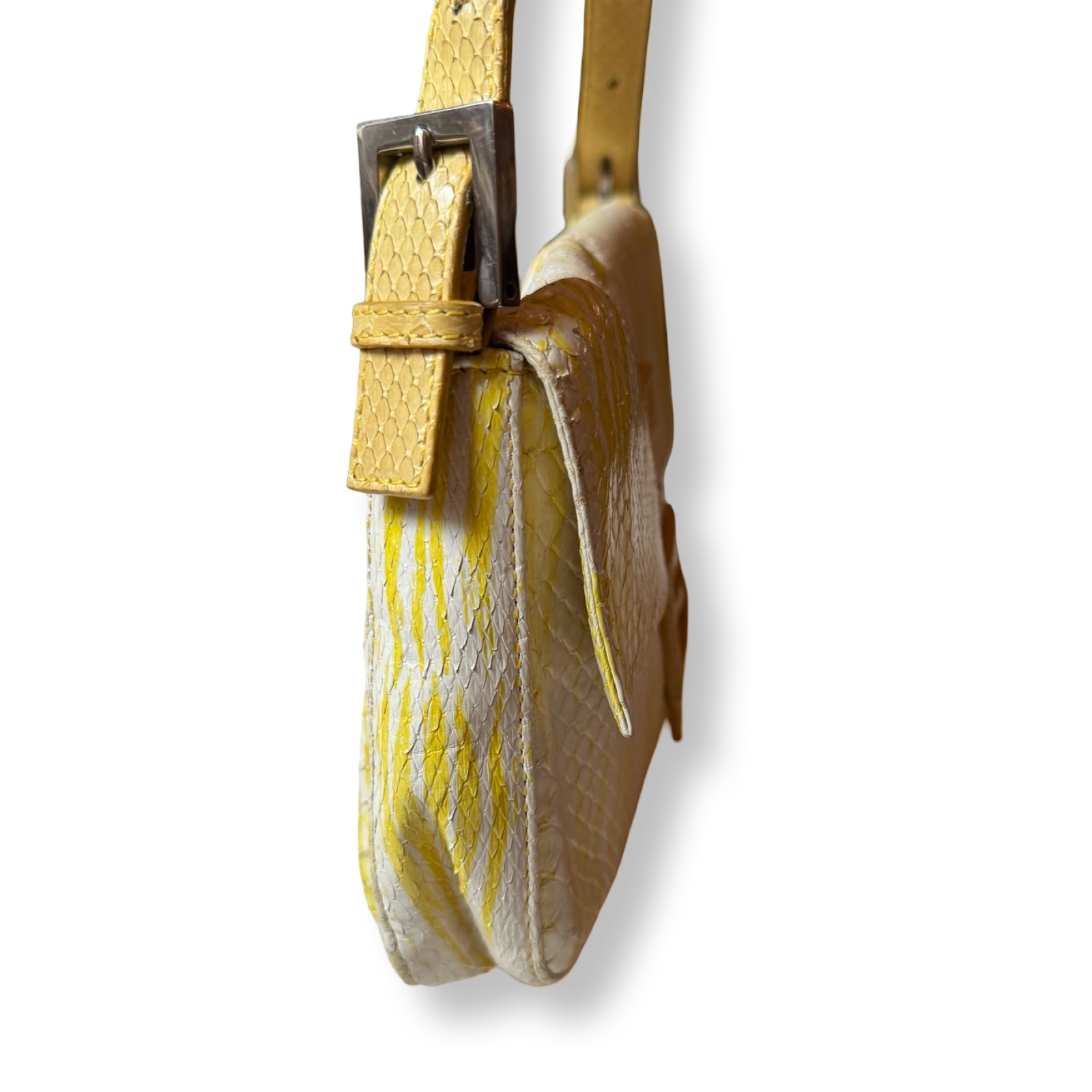 authentic snakeskin yellow Fendi baguette