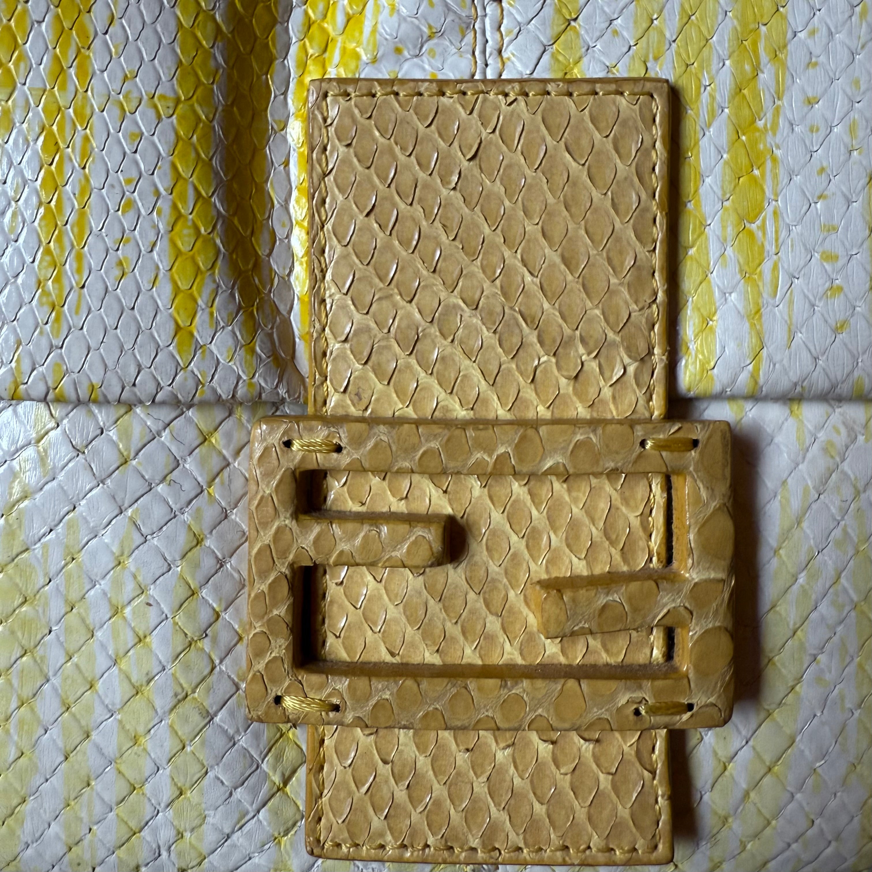 Vintage Fendi Baguette Python Yellow Limited Edition authentic exotic snakeskin