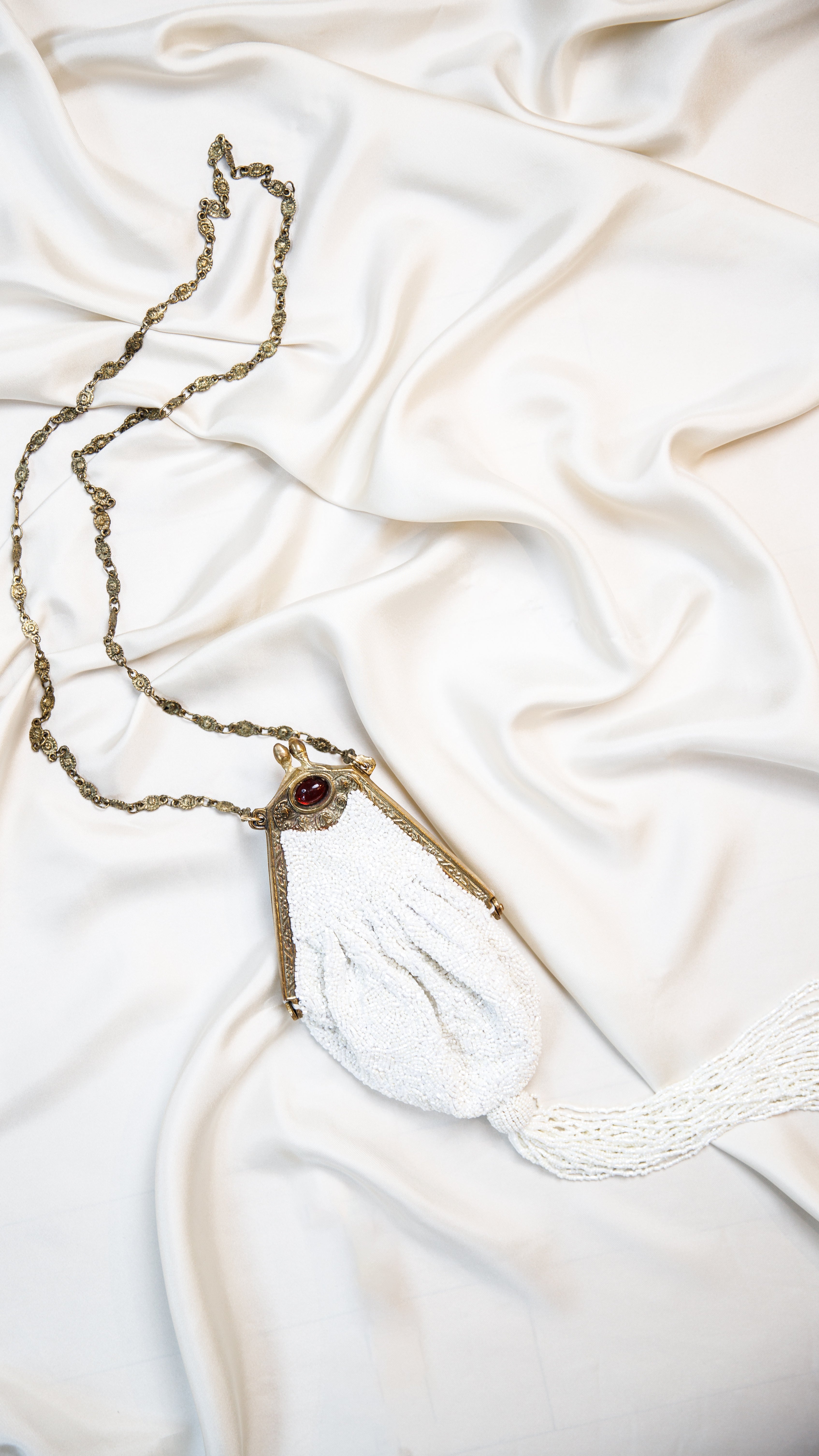 Bridal Hand made vintage inspired one of a kind fully beaded with tassel evening bag Island to East Side X the Vintage New Yorker