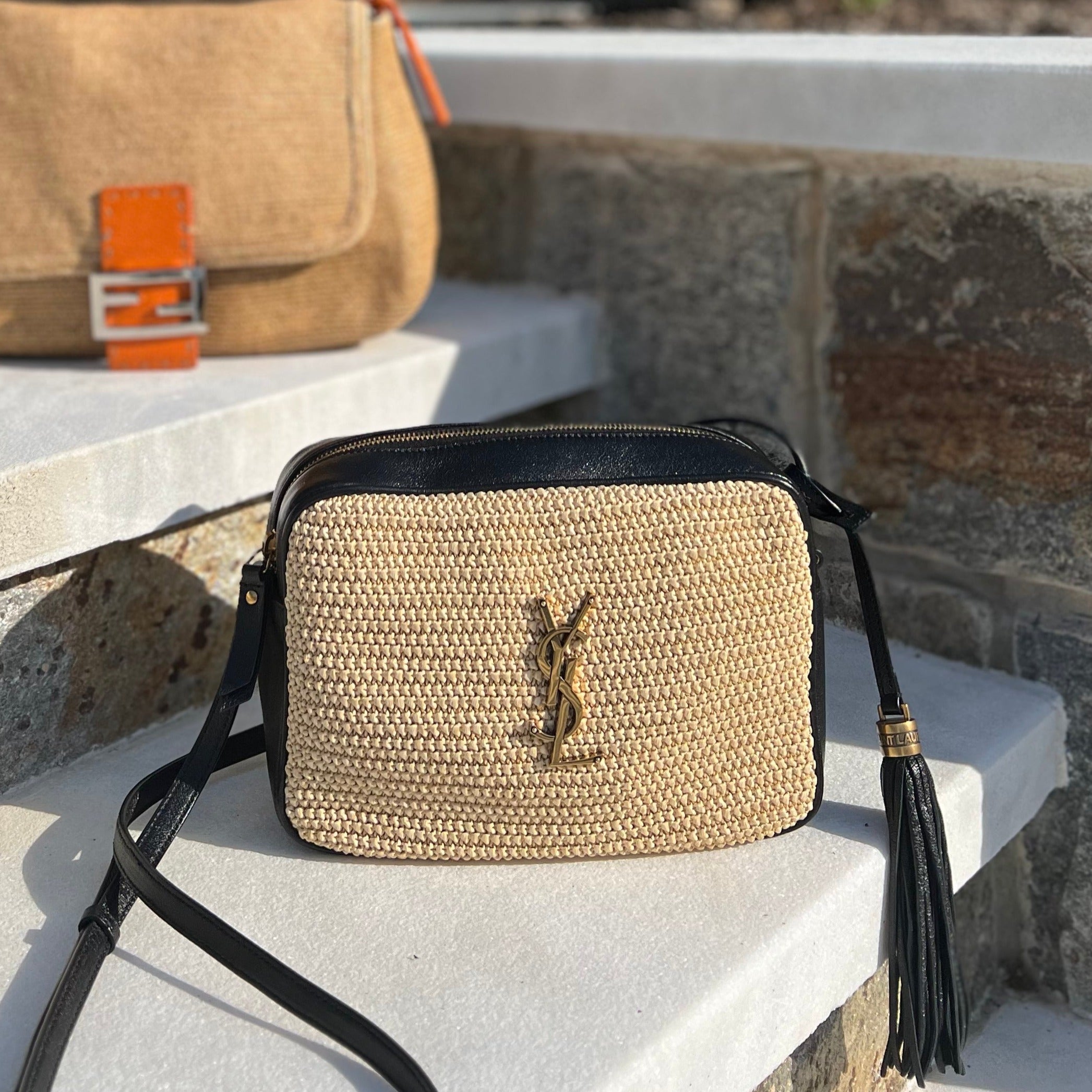 Saint laurent raffia crossbody