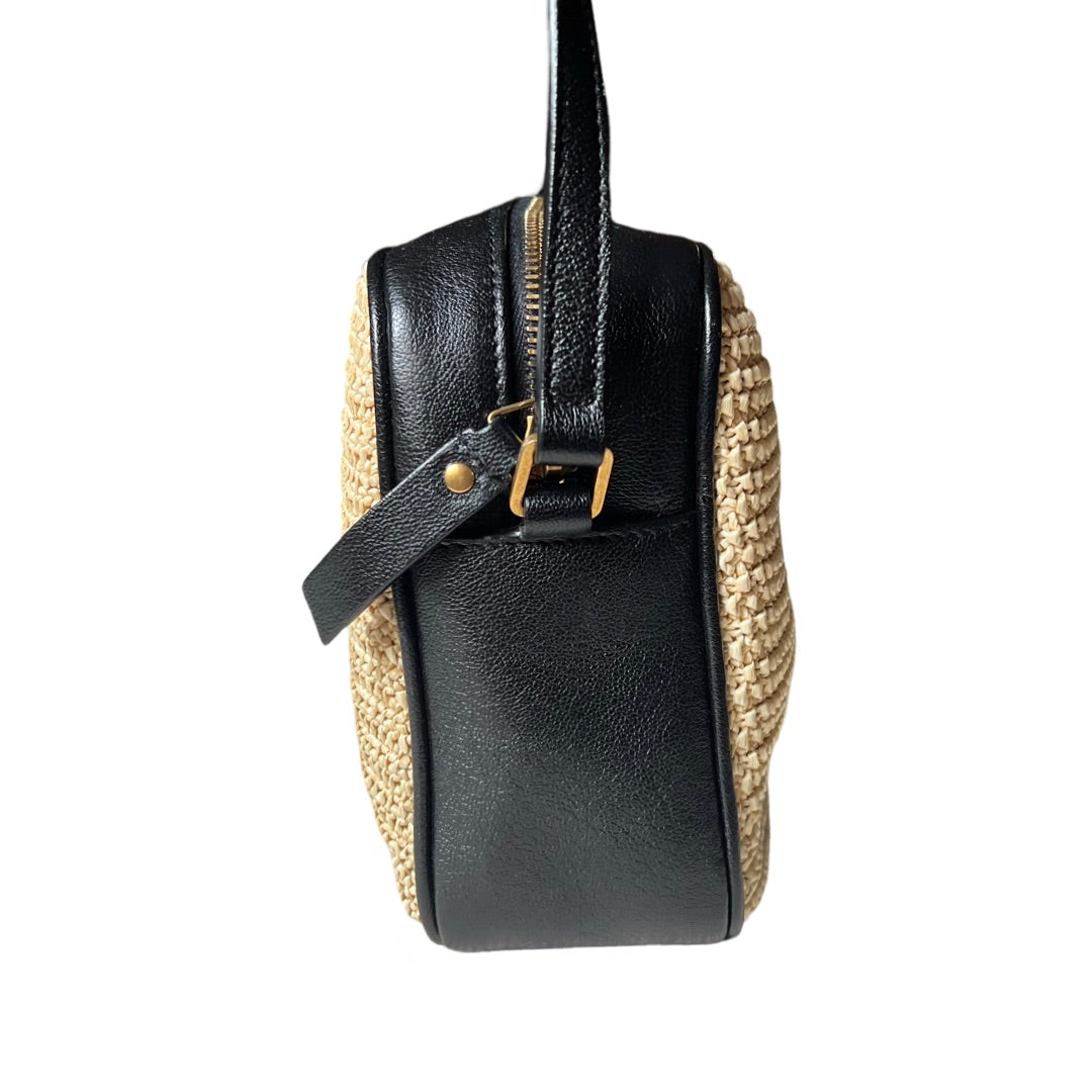 yves saint laurent straw and leather crossbody bag