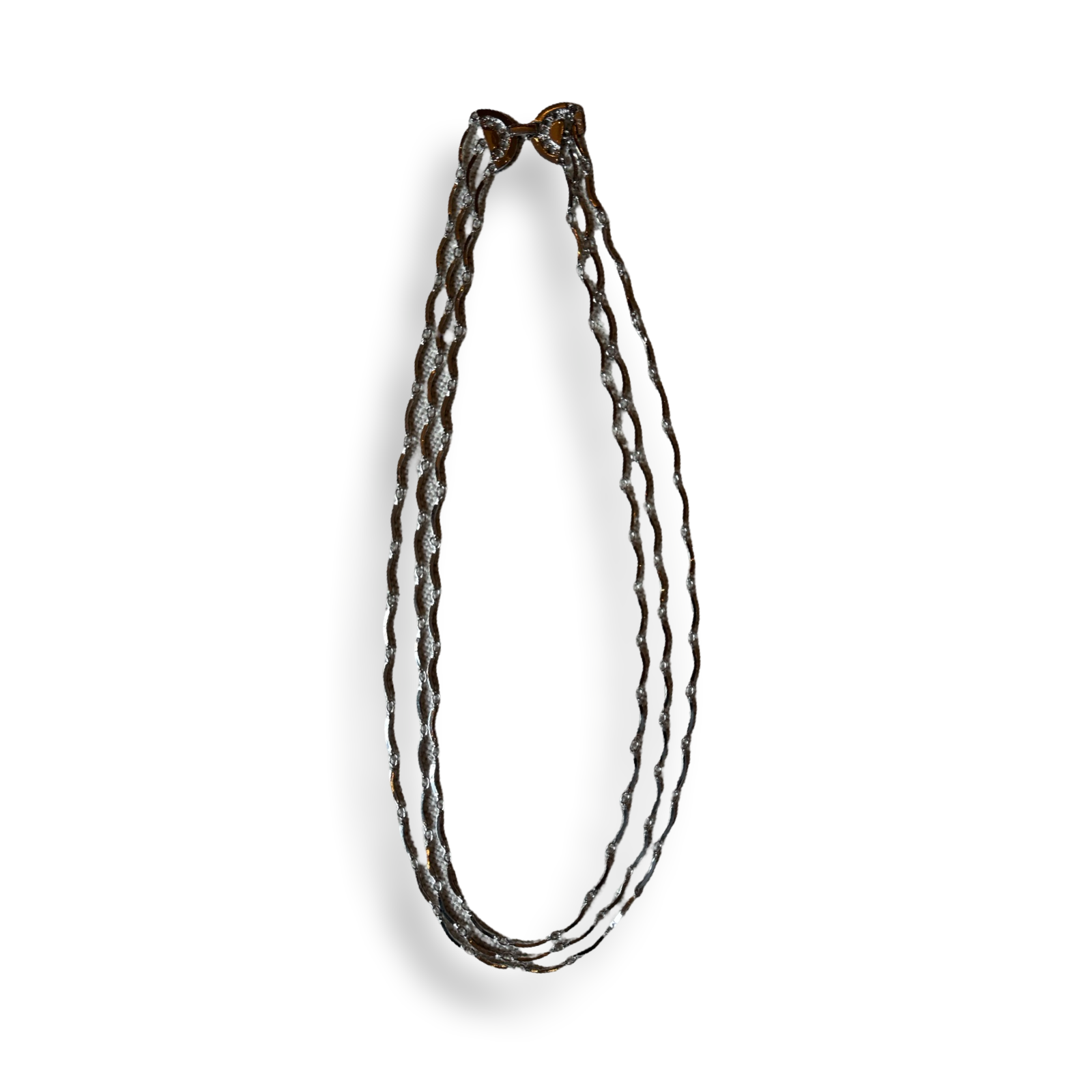 Yves Saint Laurent Vintage Tiered Necklace silver 1980s three chain