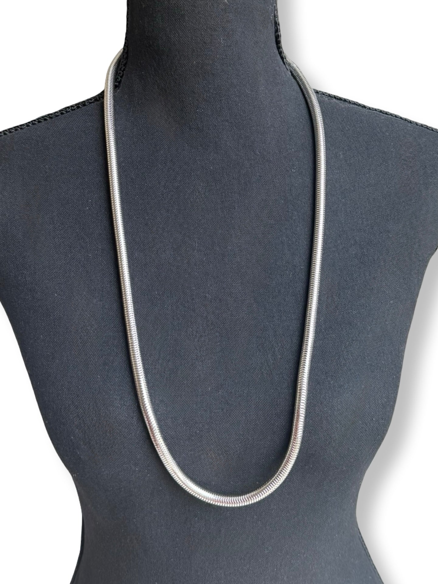 Yves Saint Laurent Vintage Tubogas Chain Long Silver snake chain big round