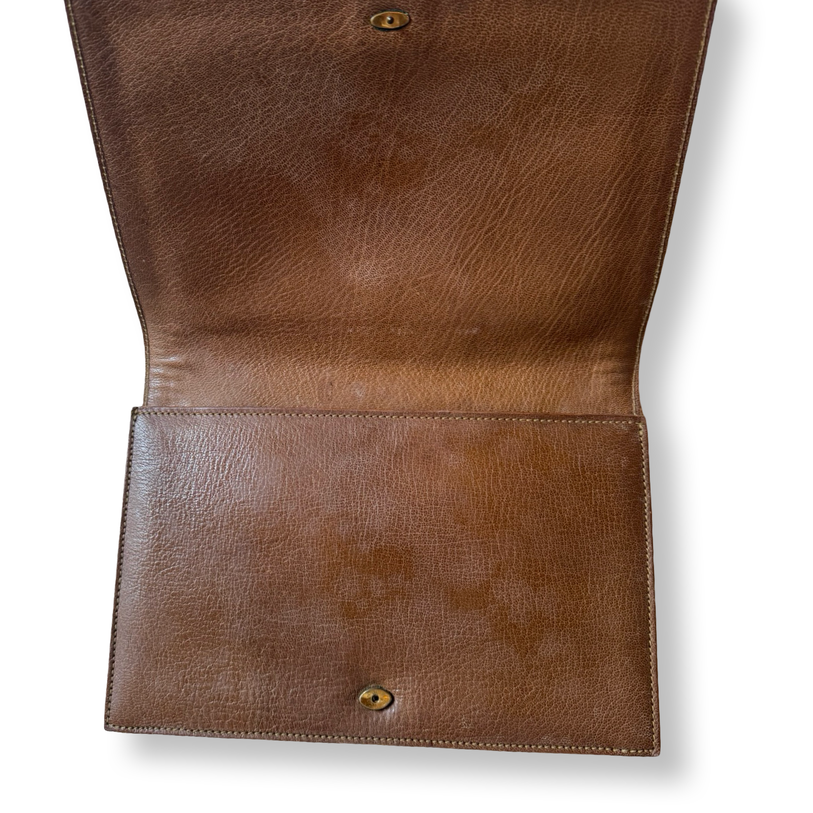 Yves Saint Laurent Vintage Woven Clutch Bag authentic brown leather