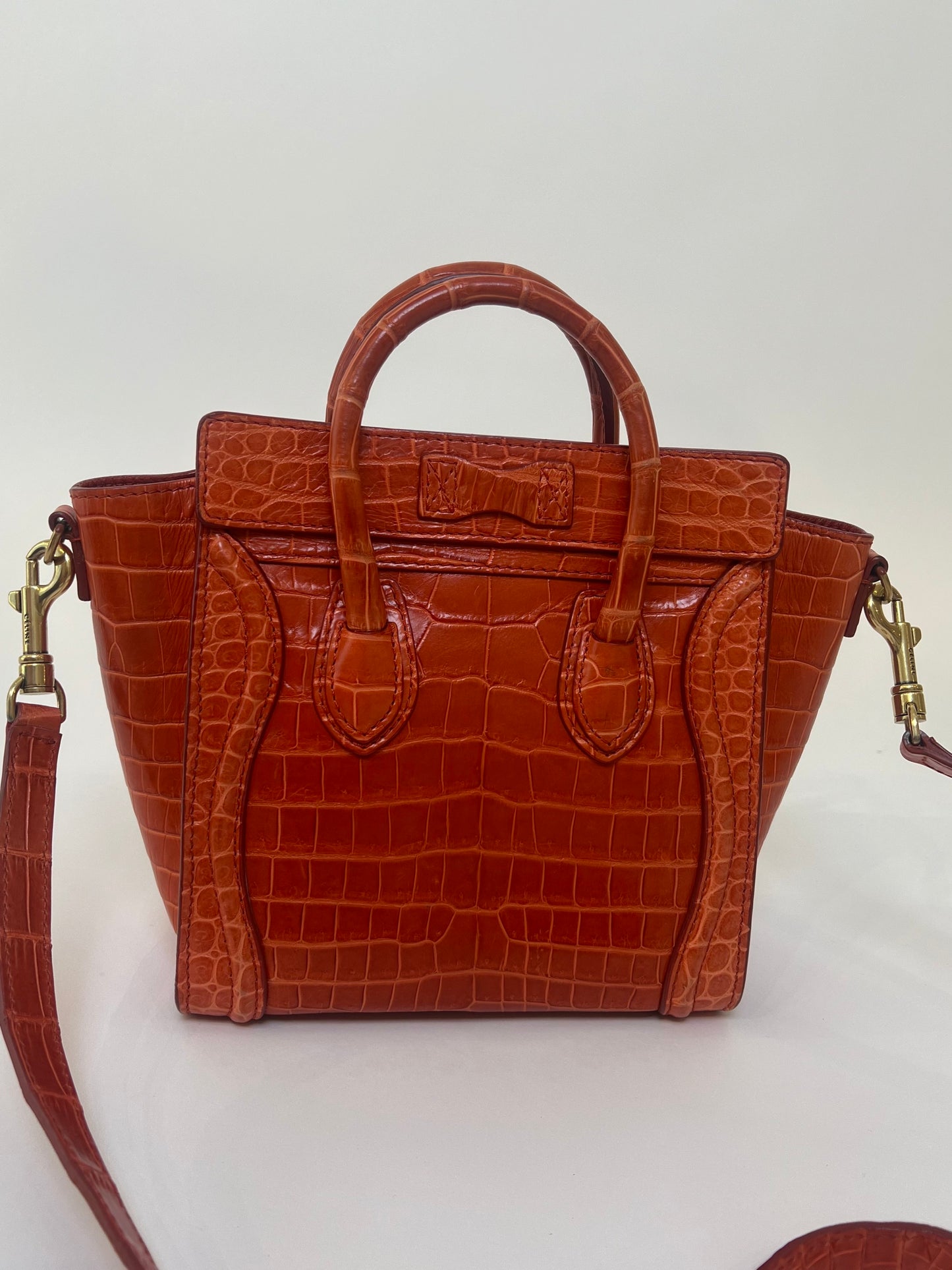Celine Exotic Luggage Tote Nano Orange