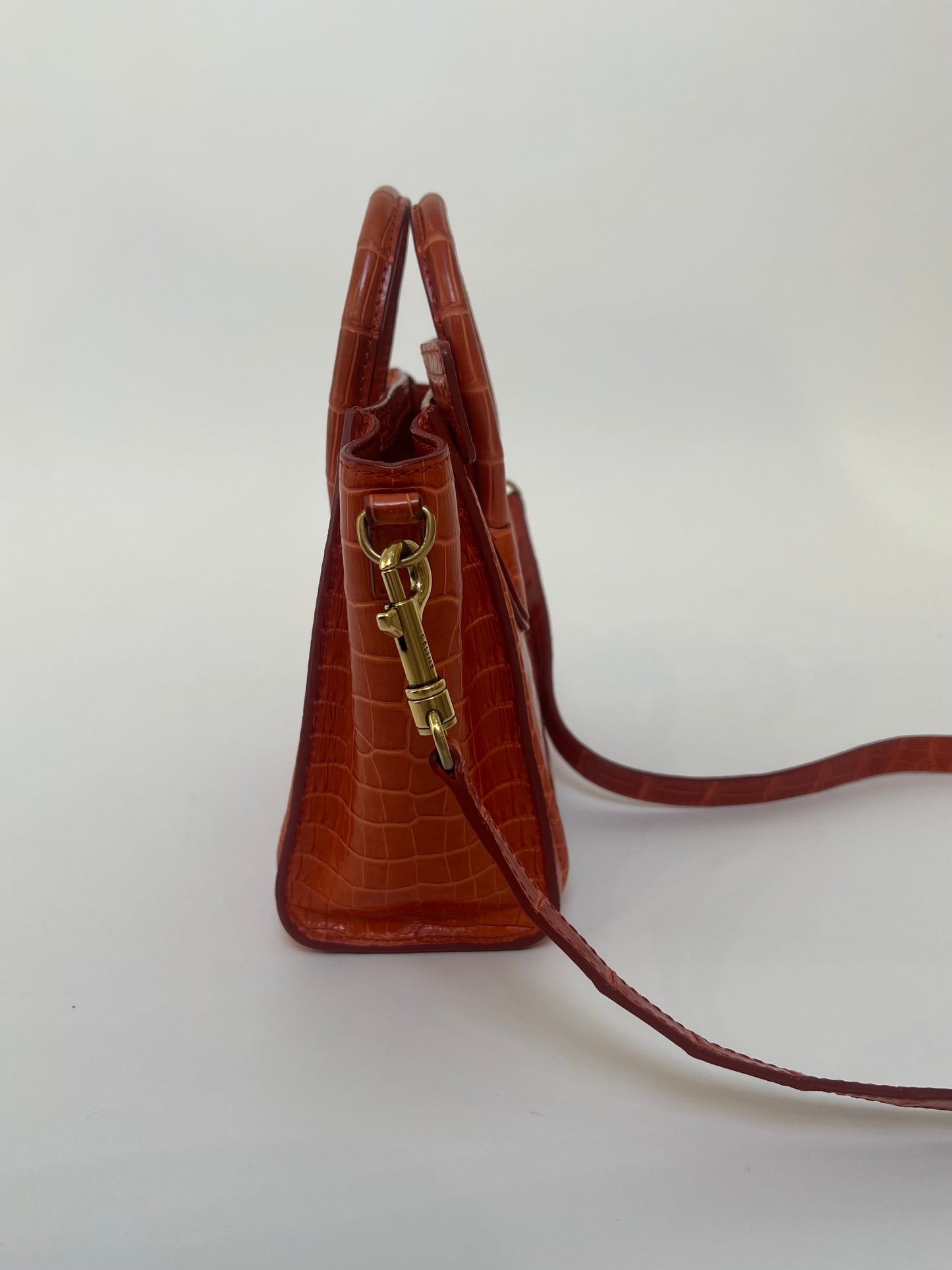 Celine Exotic Luggage Tote Nano Orange