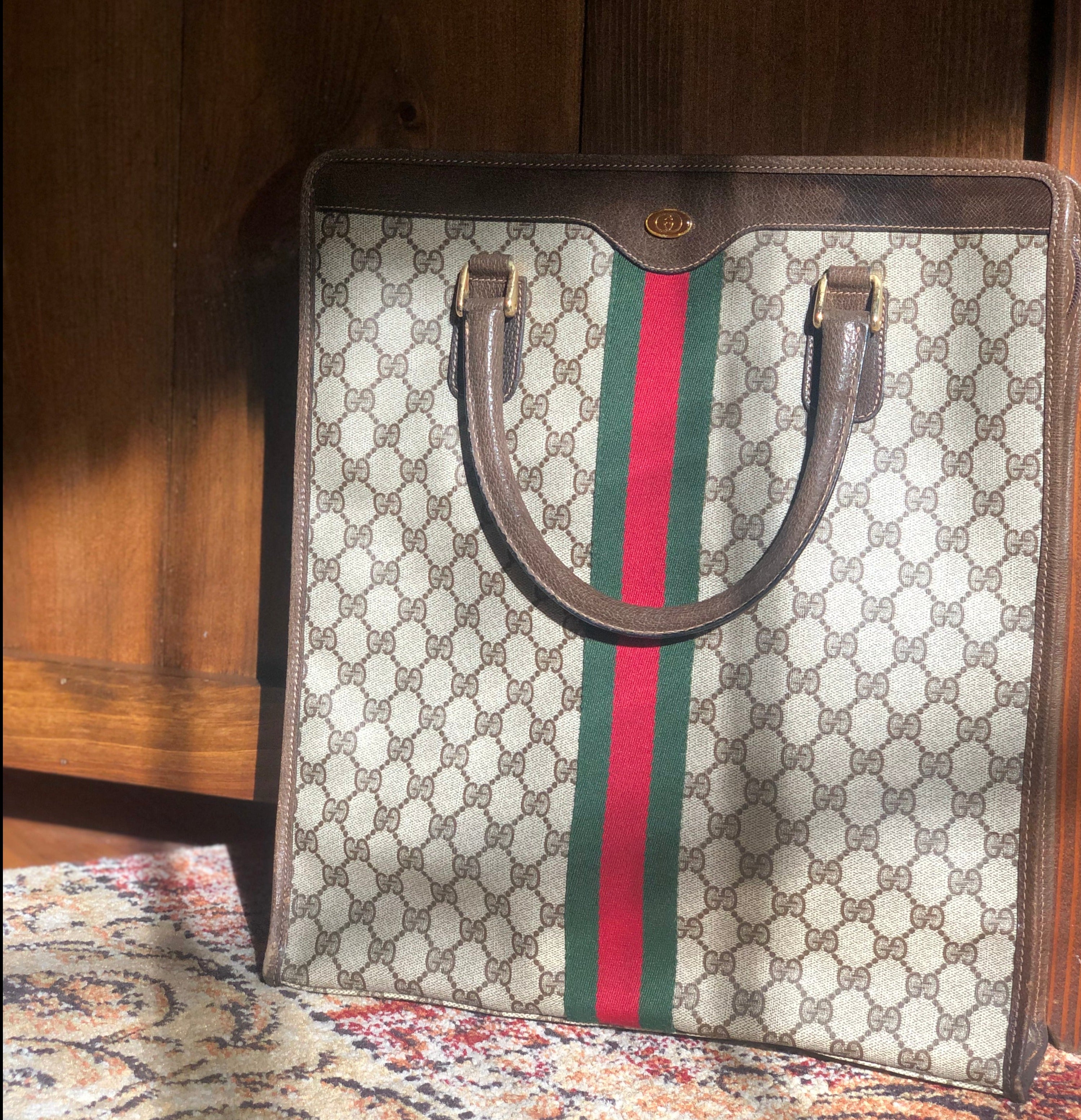 Gucci Plus Monogram Sherry Line Brown Vintage Travel Tote Bag - A World Of  Goods For You, LLC