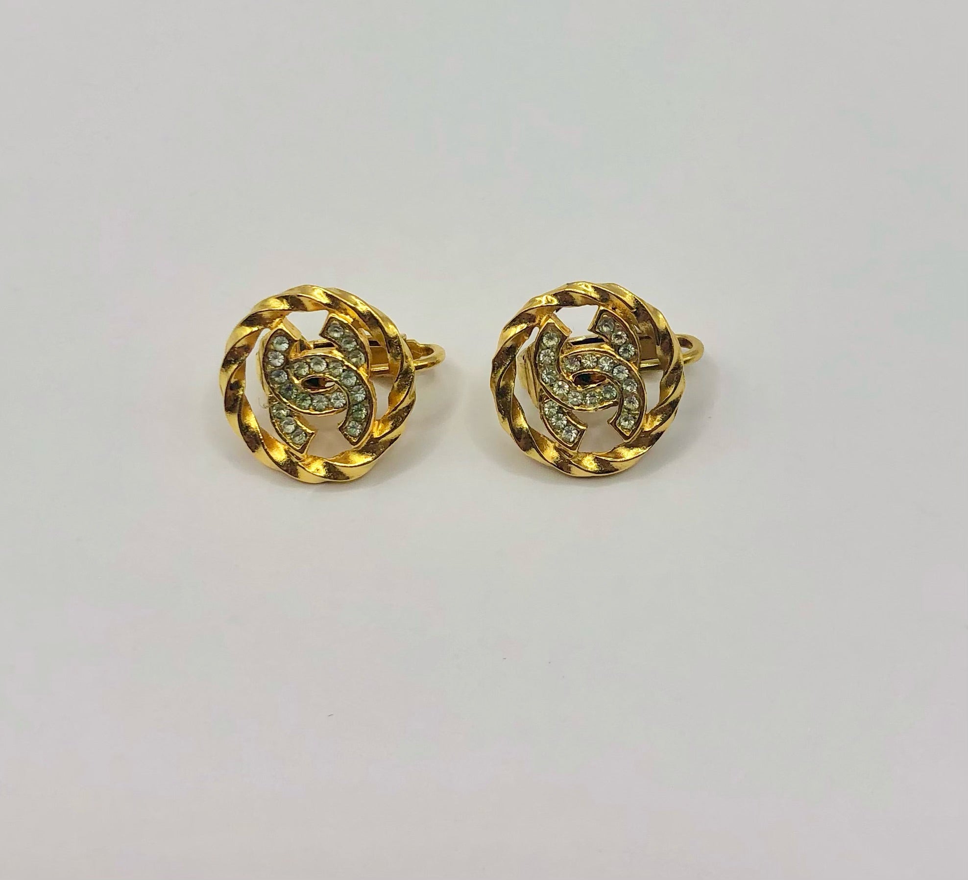 Chanel Crystal CC Earrings Vintage