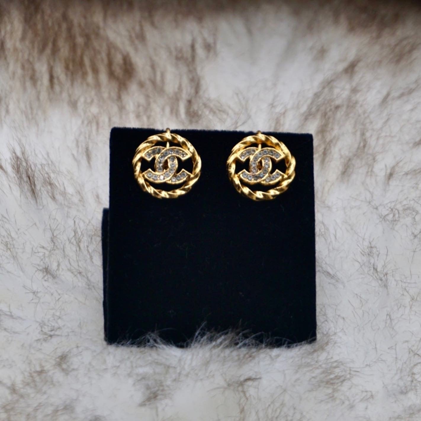 Chanel Crystal CC Earrings Vintage