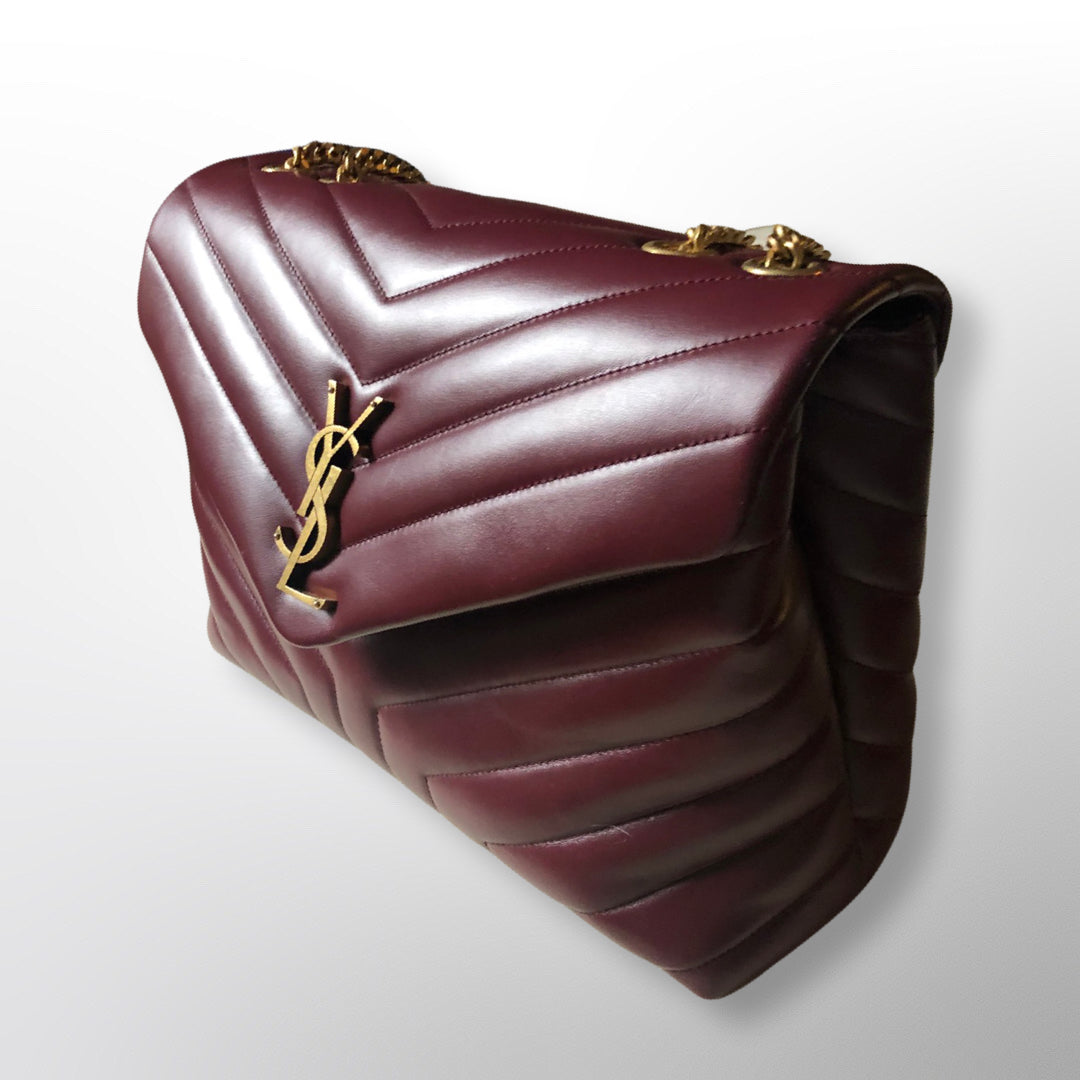 YSL Loulou Handbag Medium Burgundy Rouge Legion