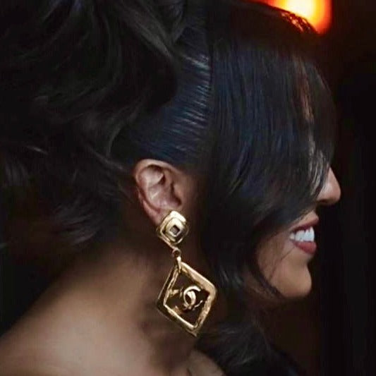 Chanel Vintage Gold Dangling CC Earrings