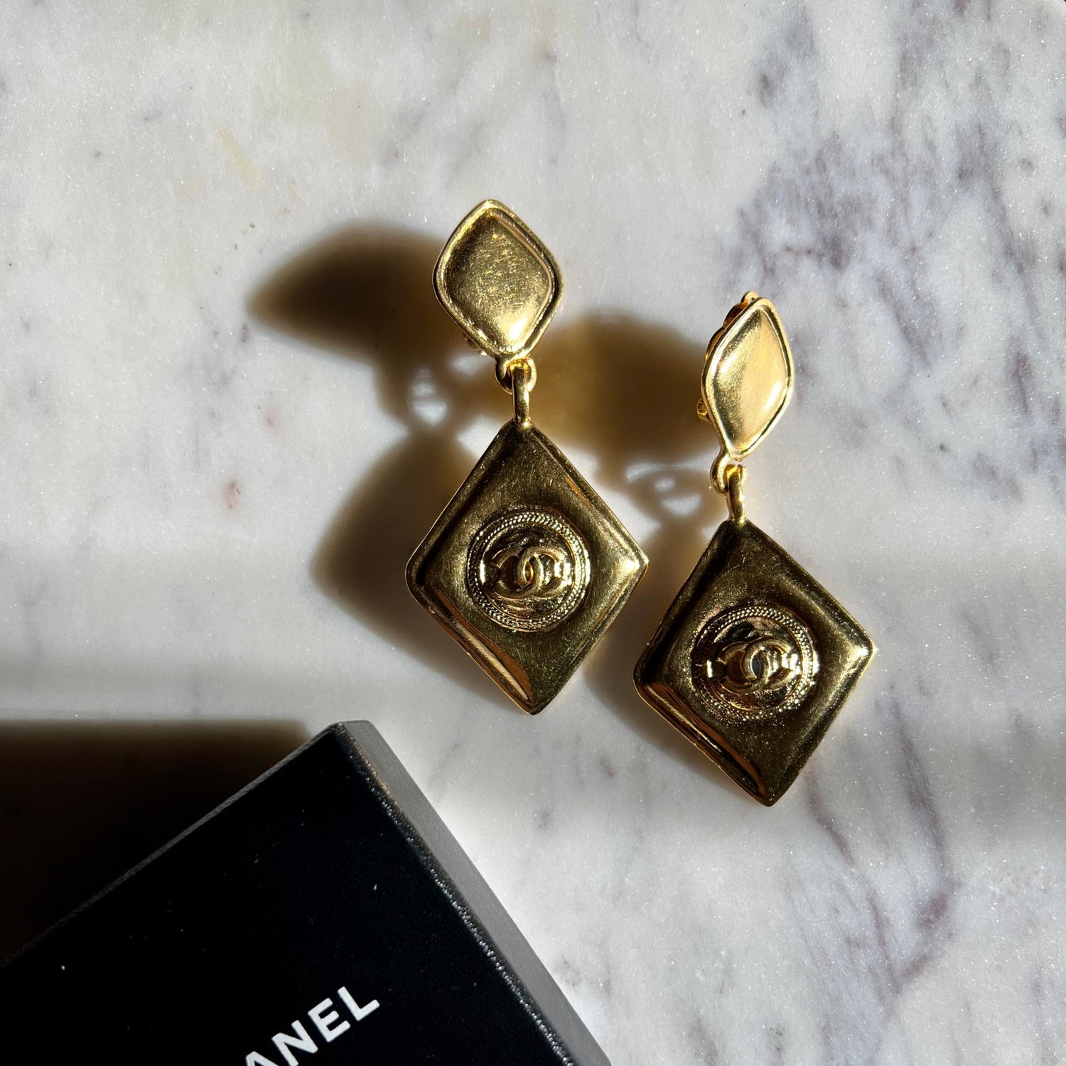 Chanel Vintage 80s Rhombus Earrings