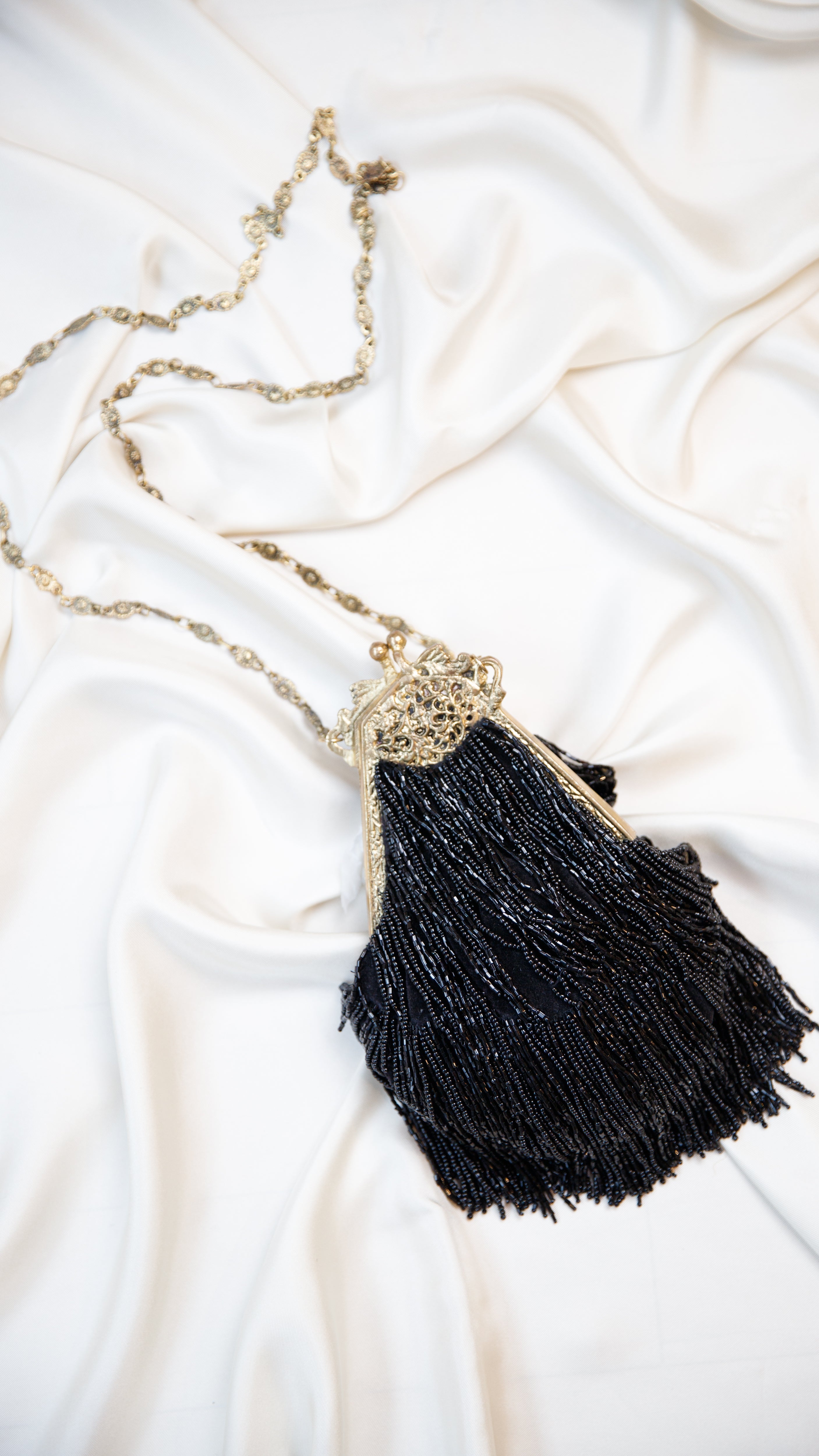 Hand made vintage inspired one of a kind fully beaded fringe evening bag Island to East Side X the Vintage New Yorker