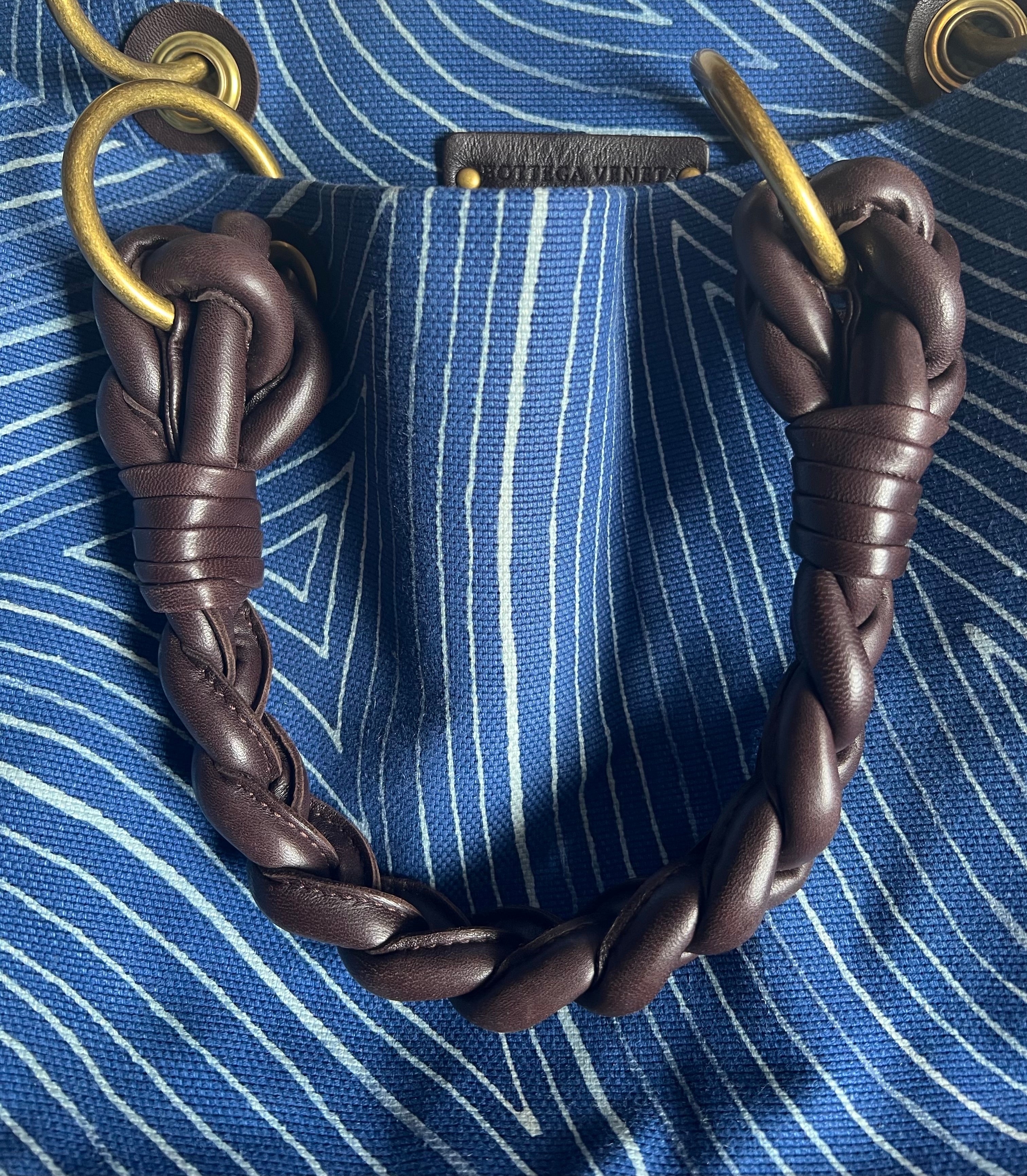 Bottega Blue Swirl Tote Bag Leather handles