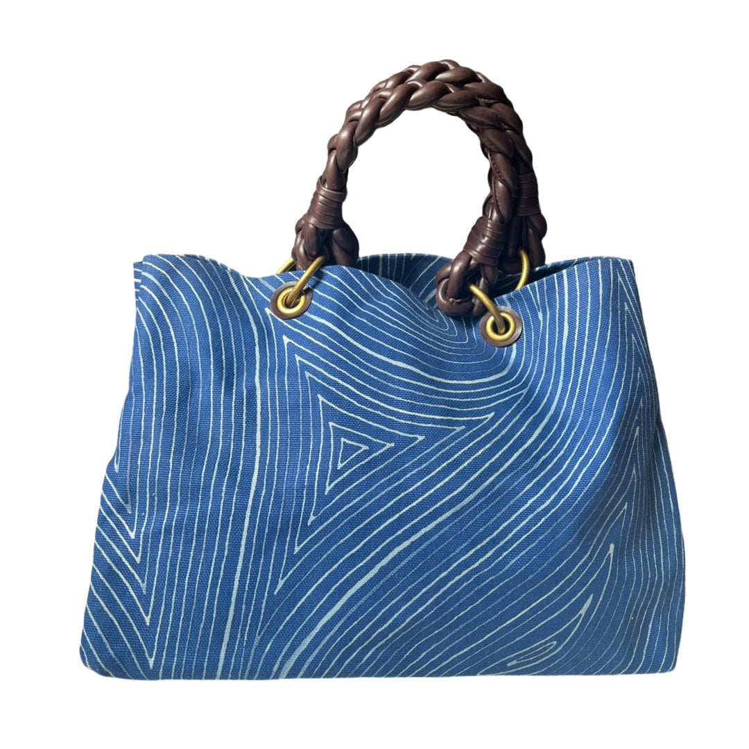 Bottega Blue Swirl Tote Braided leather handles