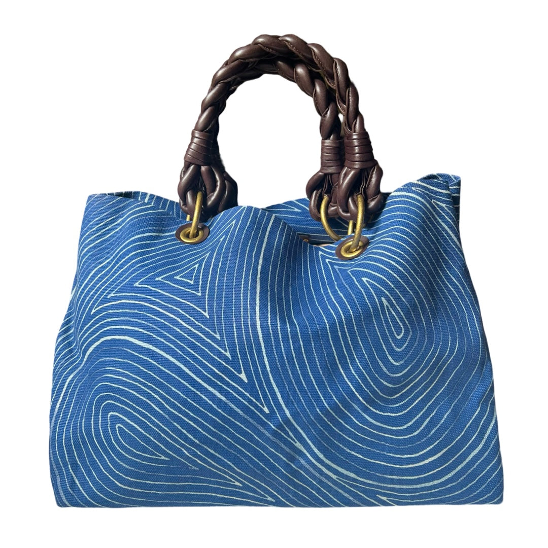 Bottega Blue Tote Chunky leather handles