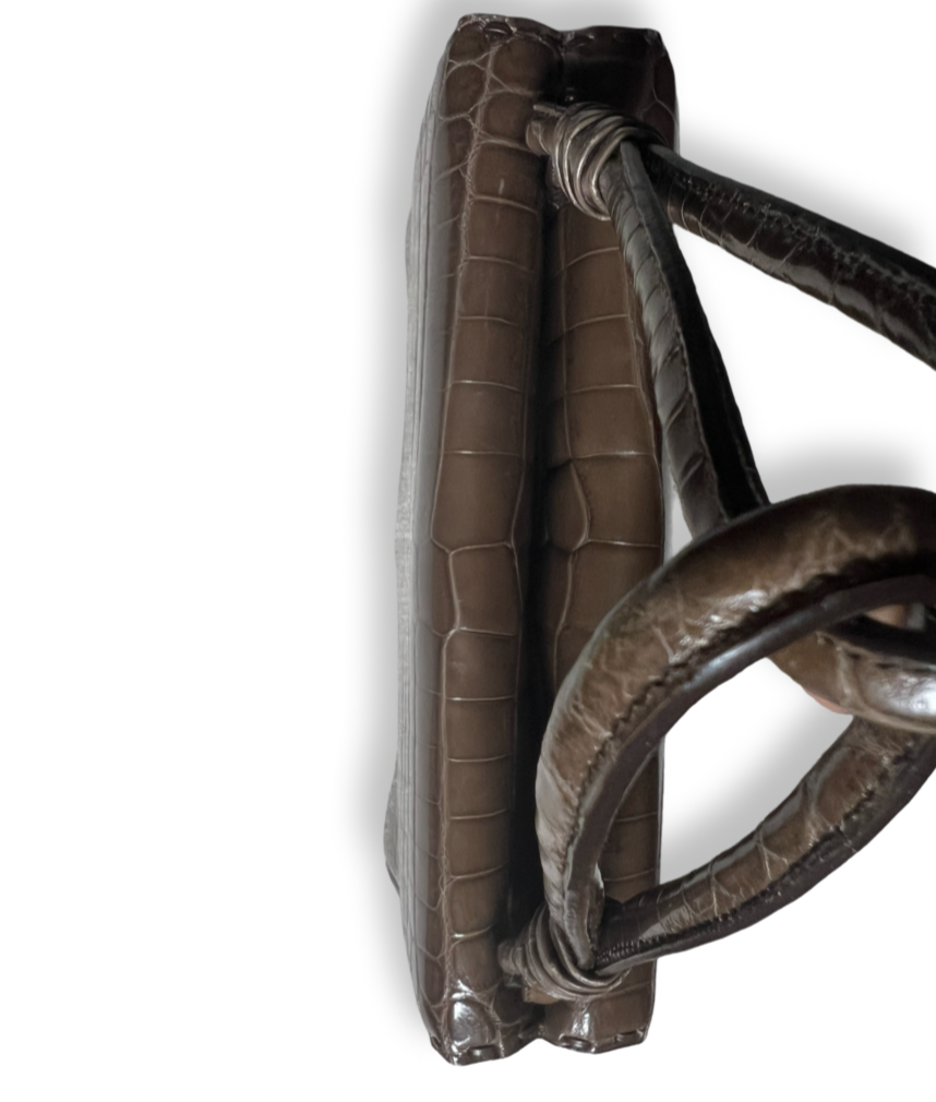 Bottega old exotic handbag croc skin light brown