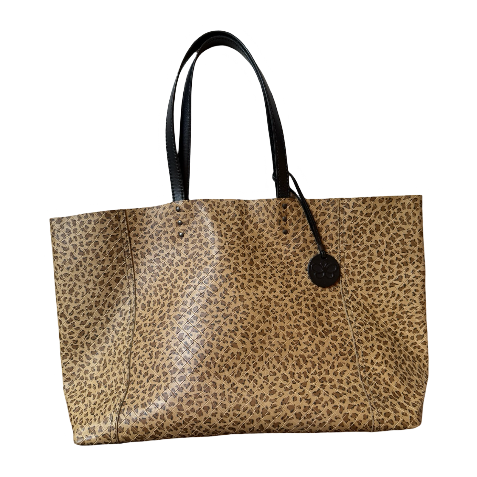 Bottega Veneta Leopard Leather Tote authentic intrecciato weave