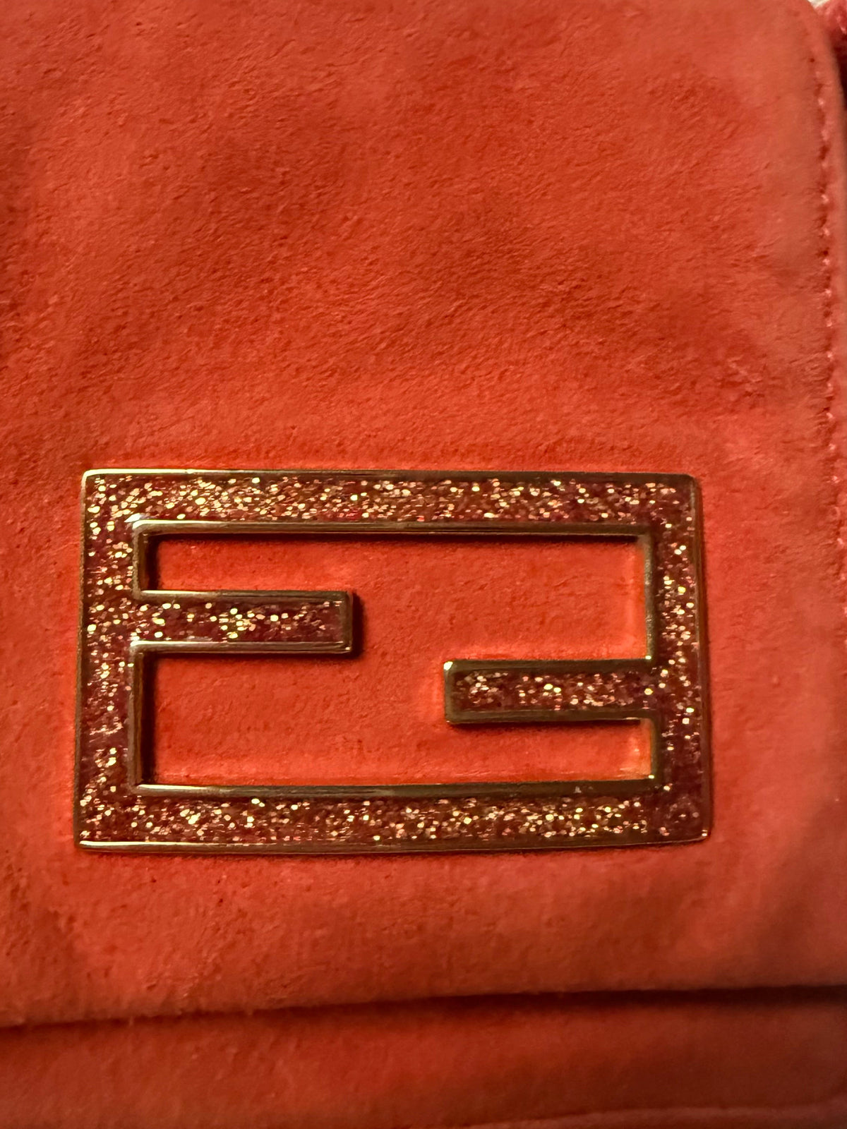 Fendi Vintage Suede Glitter Baguette