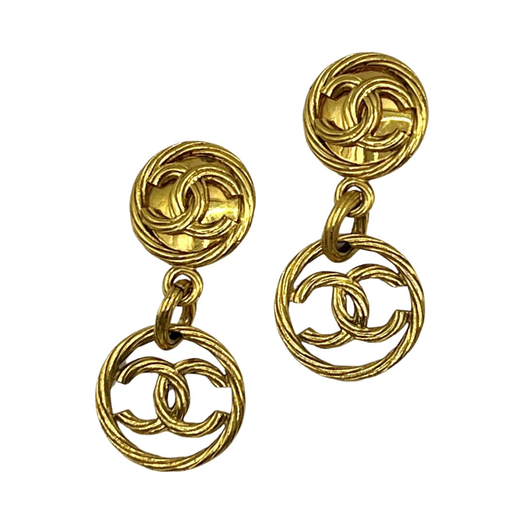 Chanel Vintage CC oversized gold earrings