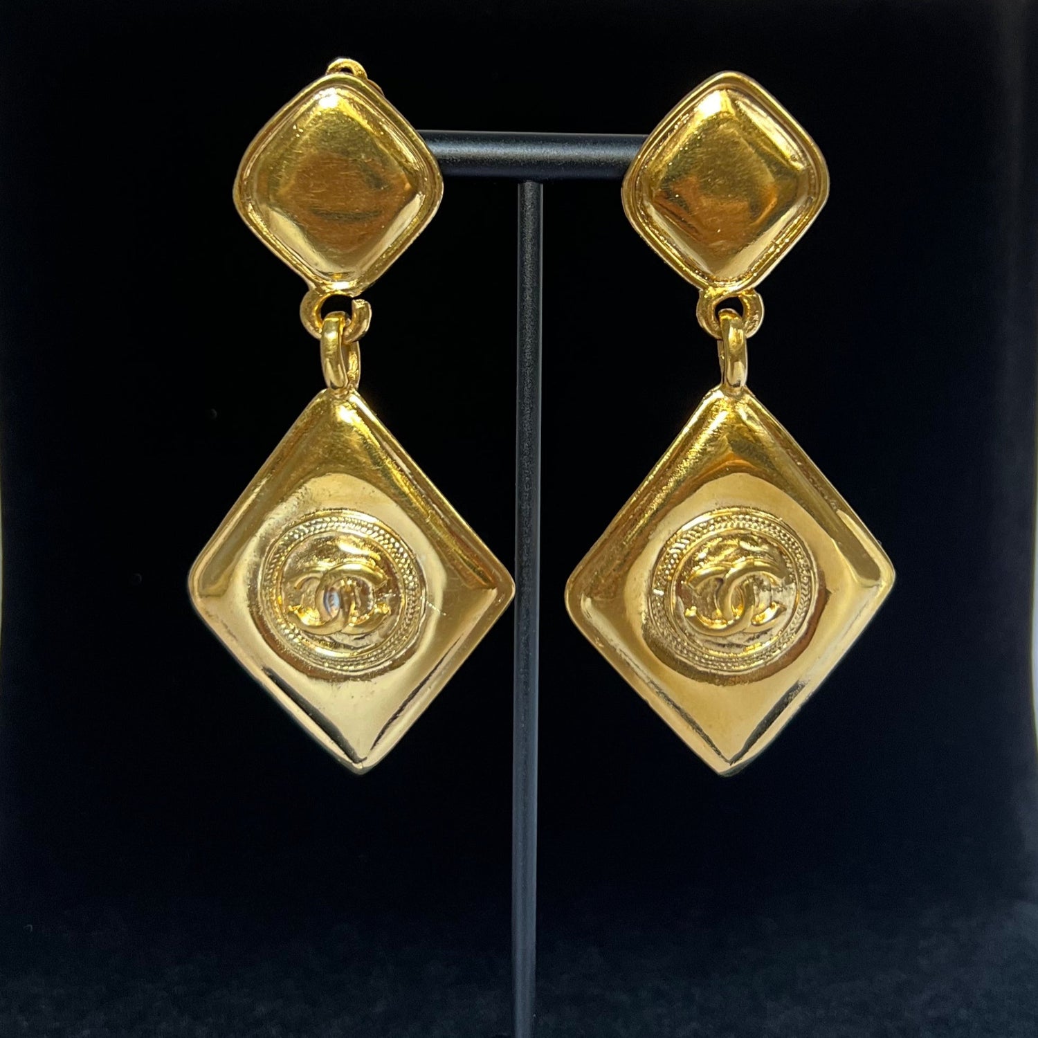 Chanel Vintage Gold Earrings Dangling Oversized