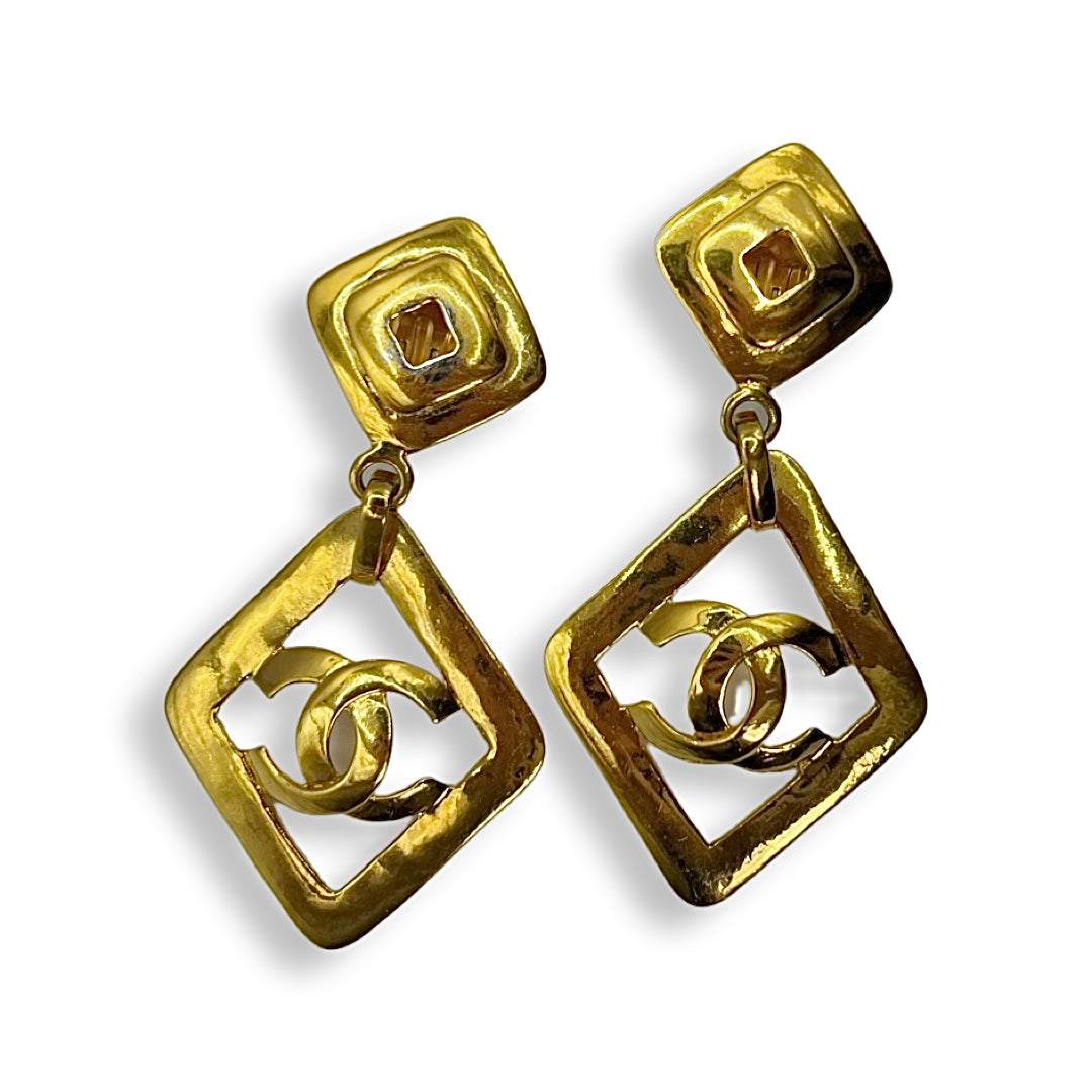 Chanel Vintage Rhombus CC Earrings