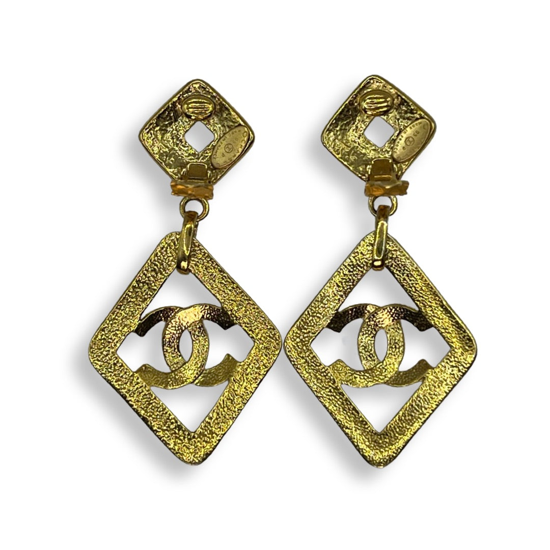 Chanel Vintage Earrings CC Rhombus