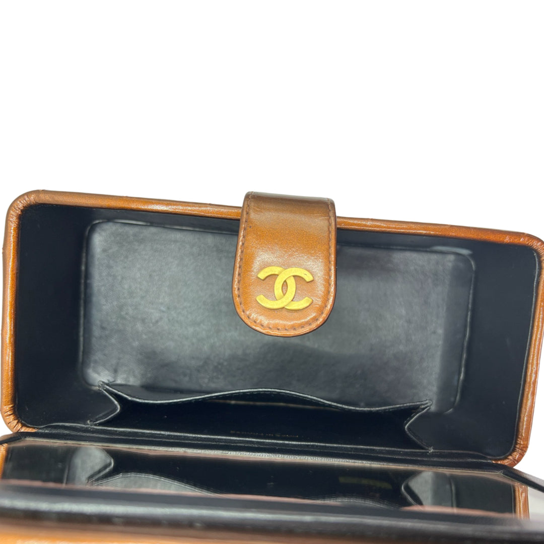 chanel vintage bag bronze patent leather