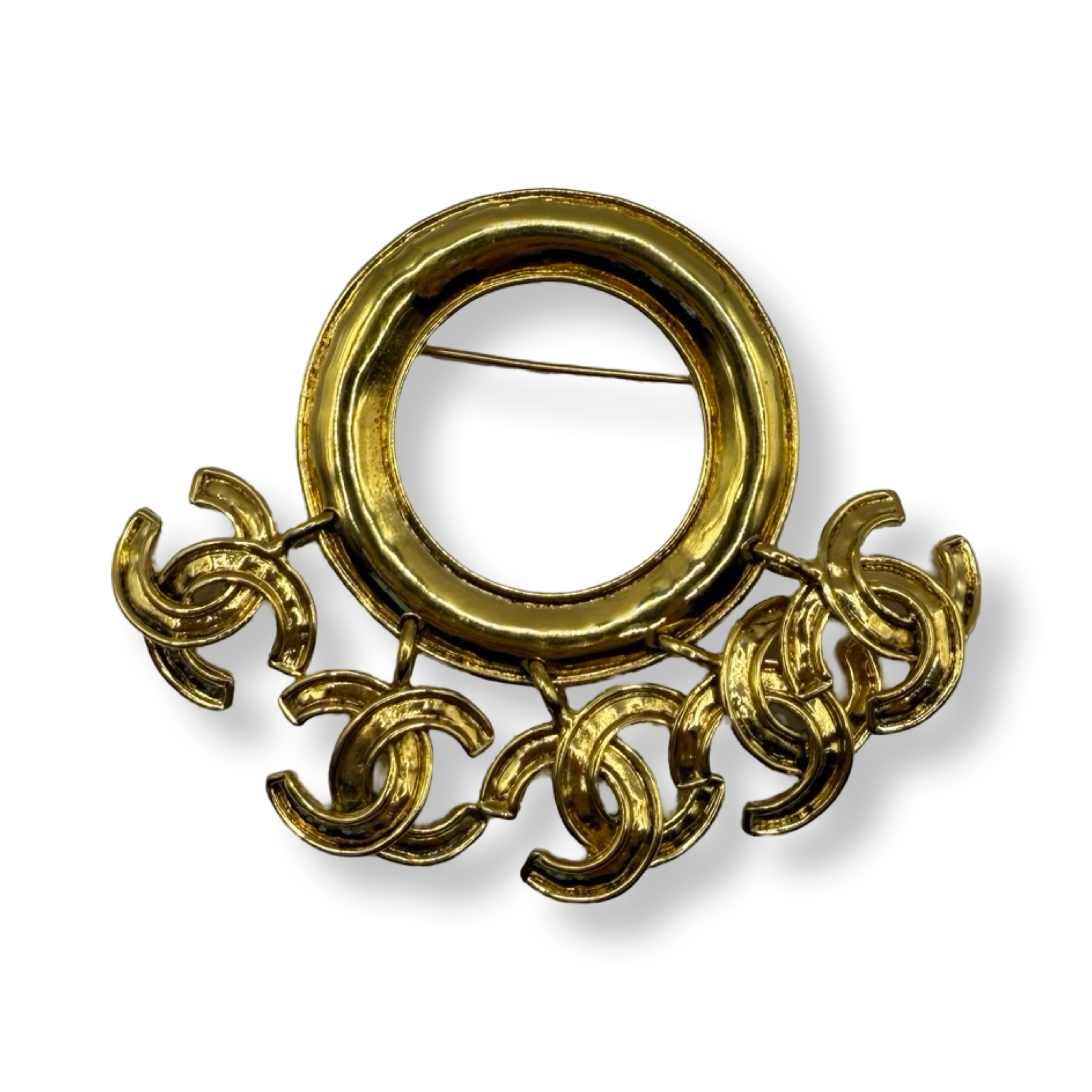 Chanel Vintage Oversized Gold authentic dangling CC mark brooch