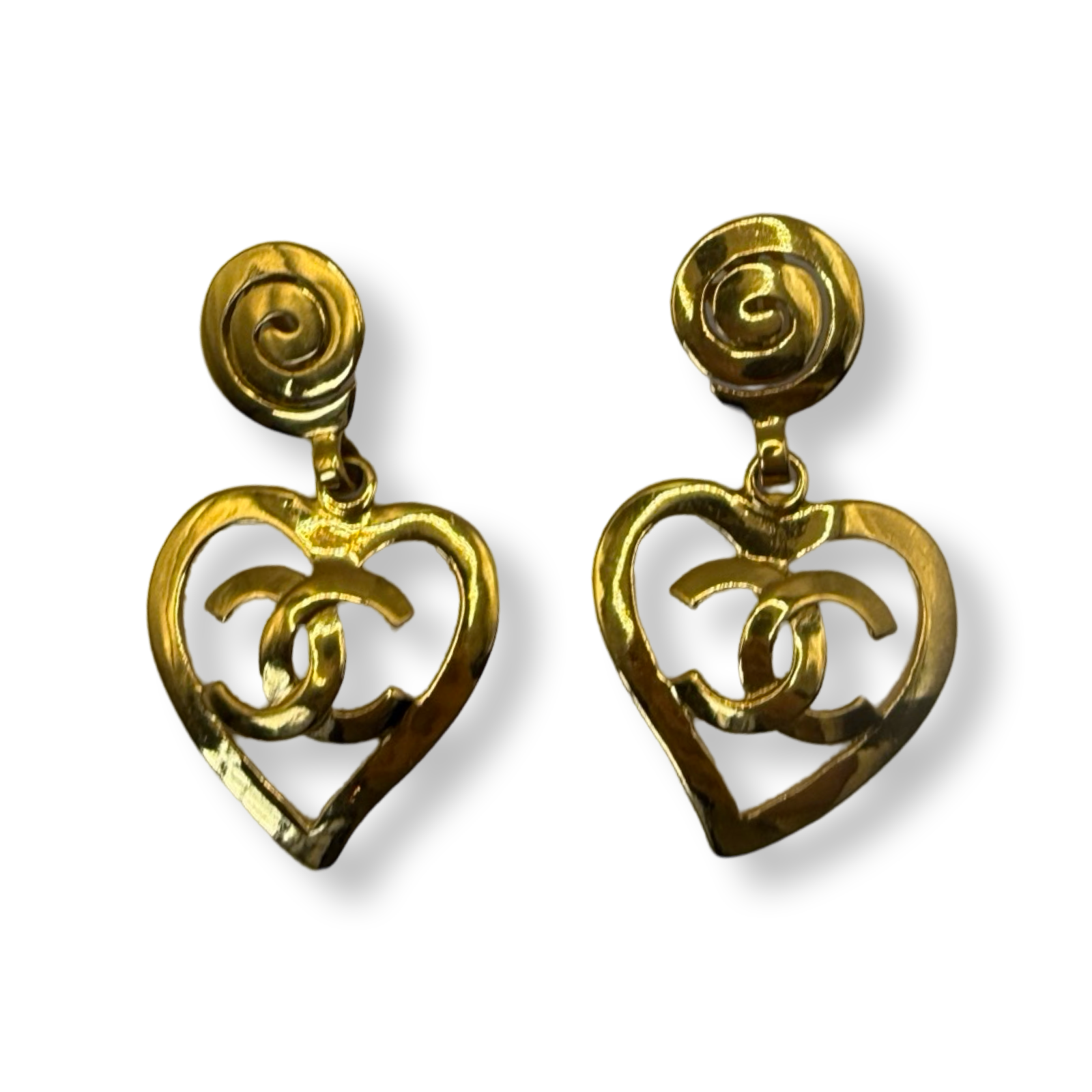 Chanel authentic vintage barbie heart gold earrings from 1995