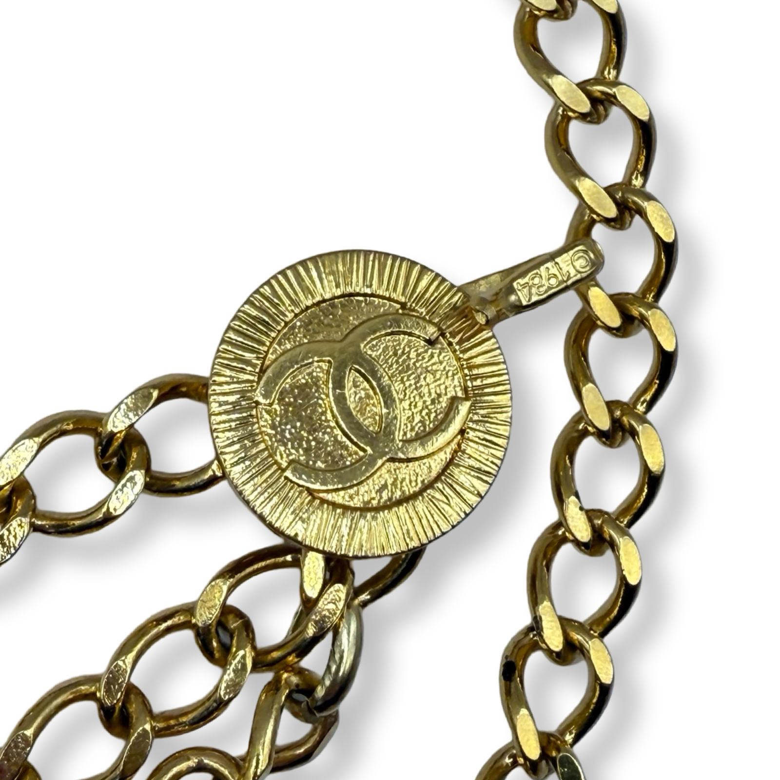 Chanel_Vintage_Chain_Belt_ authentic curb chain gold plated cc mark 