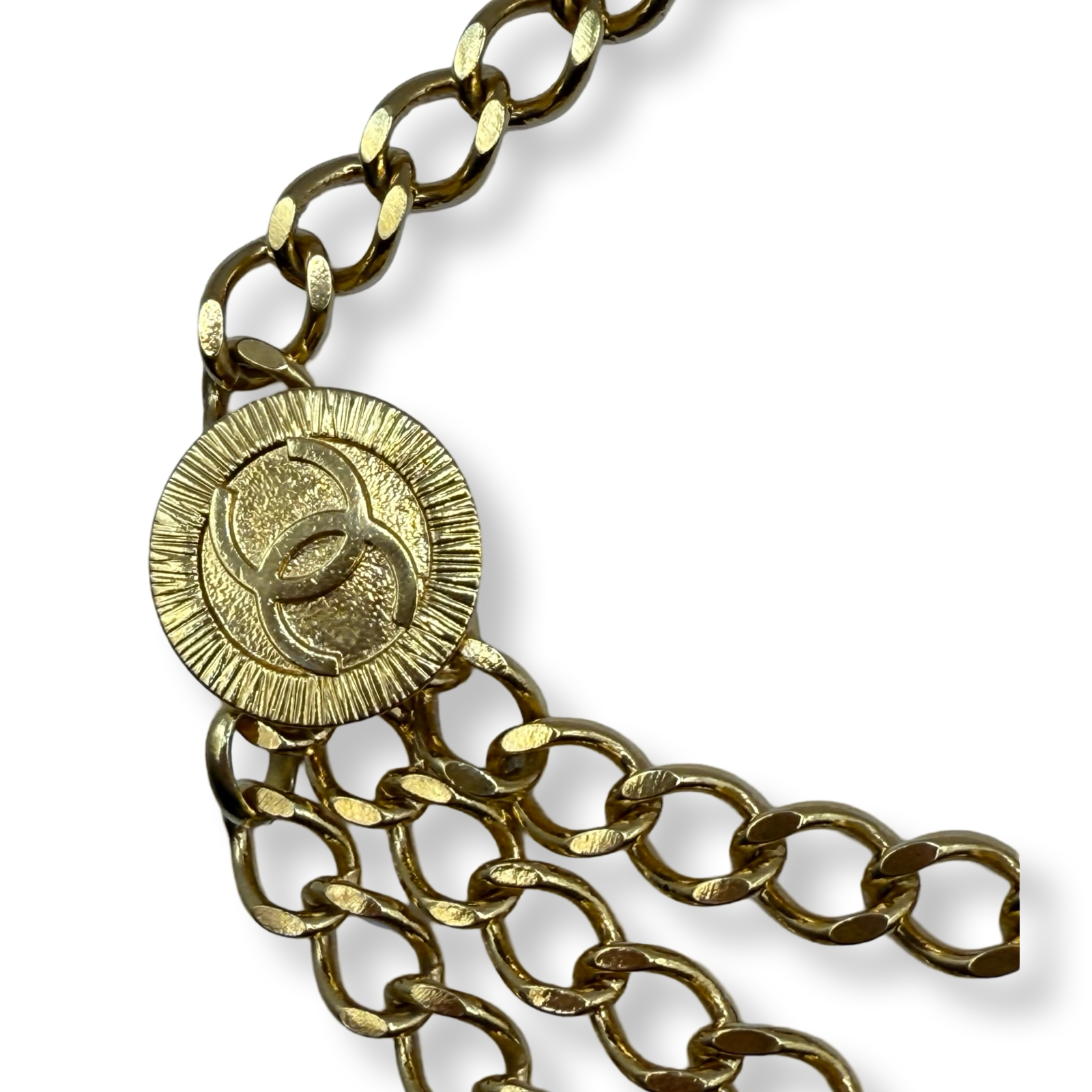 Chanel Vintage Authentic Chain Belt multiple chains gold plated coco charms