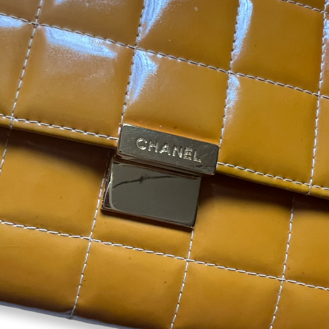 Chanel Patent Leather Bag Orange with Gold Hardware