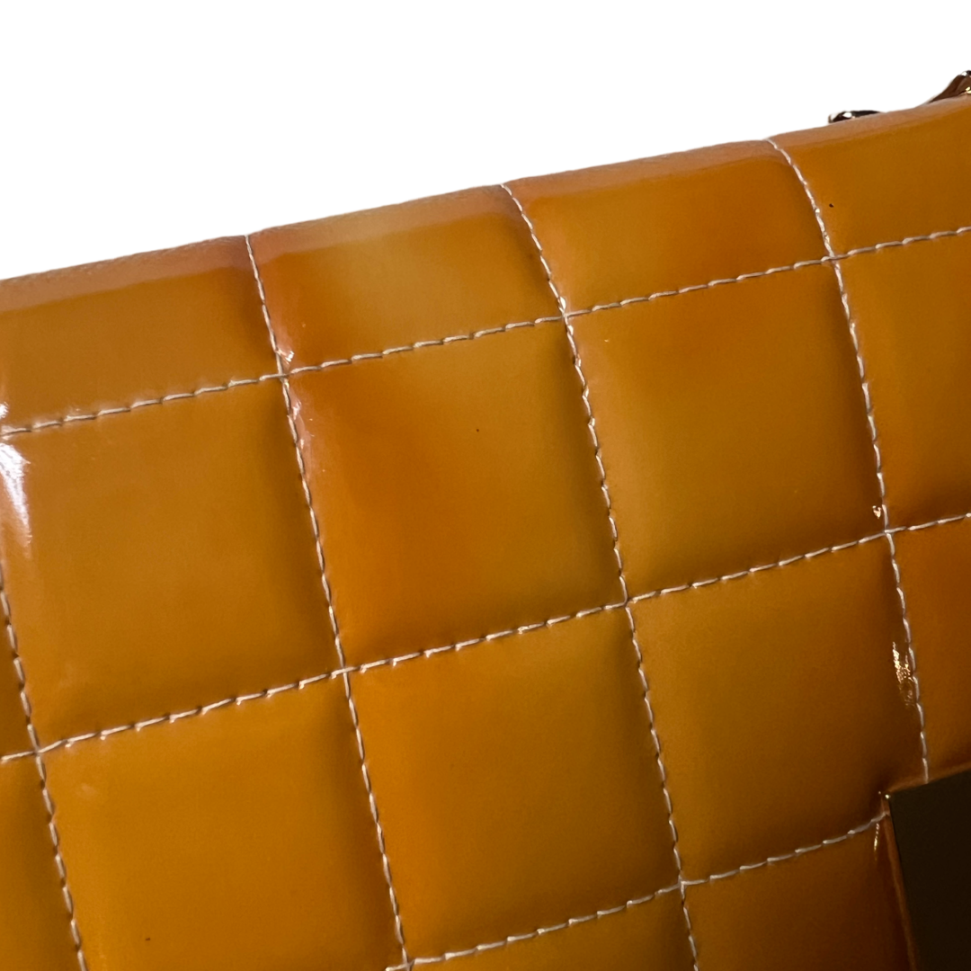 Chanel Authentic Patent Leather bright color clutch bag