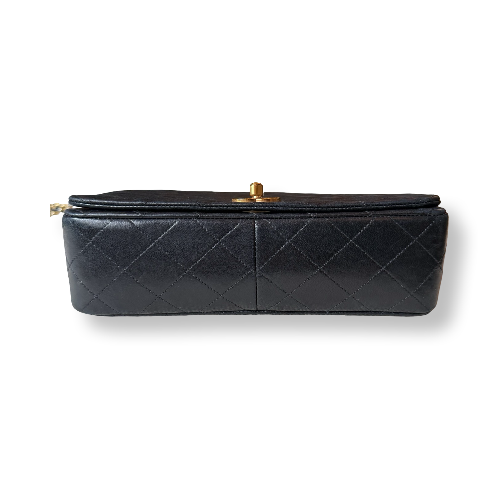 Chanel Vintage Authentic Classic Flap Black with Gold Hardware Lambskin Full Single Flap Small 80s and 90s 
