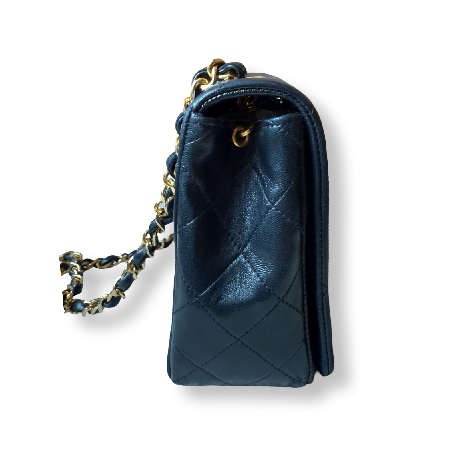Chanel vintage 90s authentic classic flap single full flap black quilted handbag with a chain strap