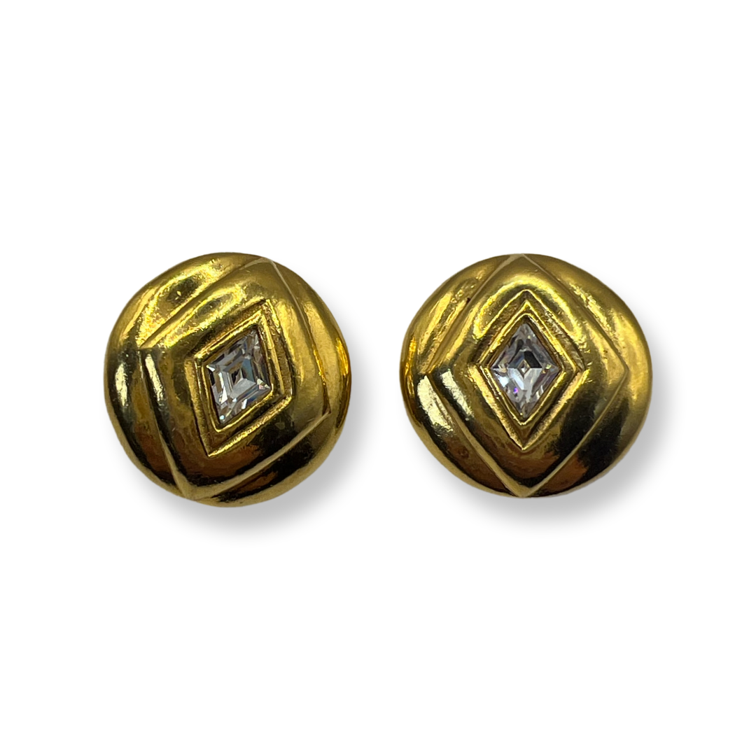 Authentic vintage chanel earrings gold plated with rhinestone