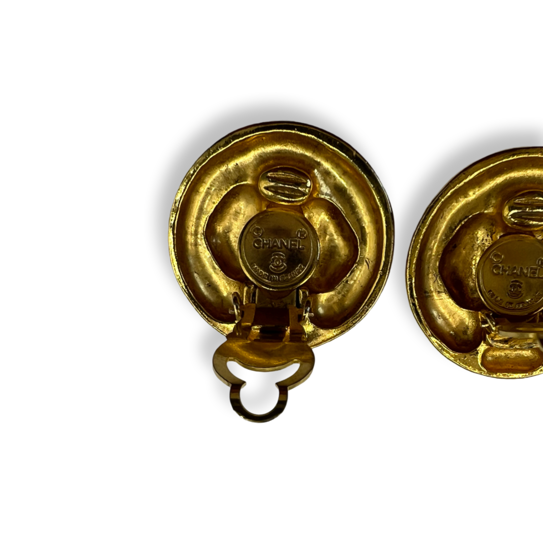 chanel authentic vintage 1980s gold earrings