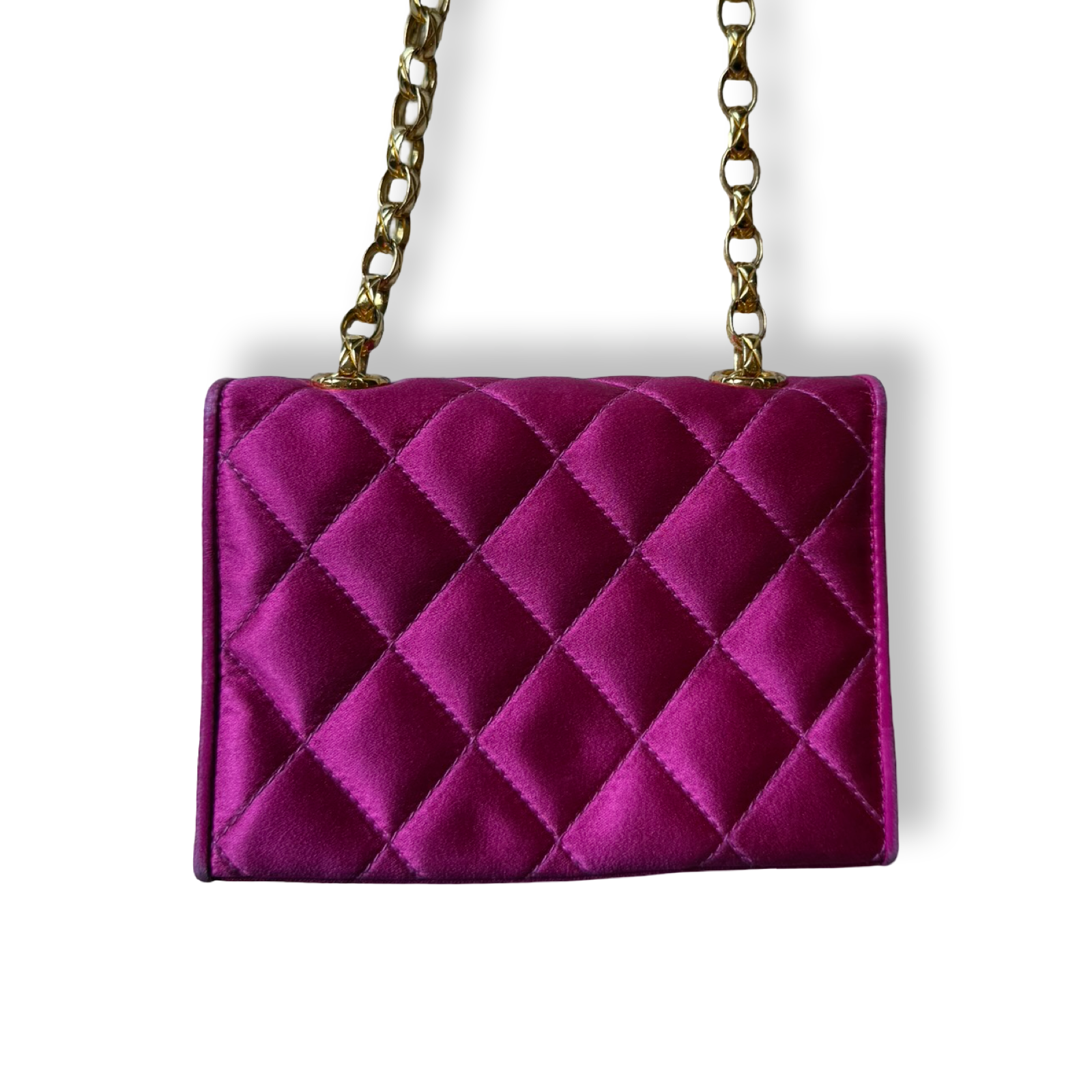 Vintage Chanel hot pink mini flap authentic with camellia flower 