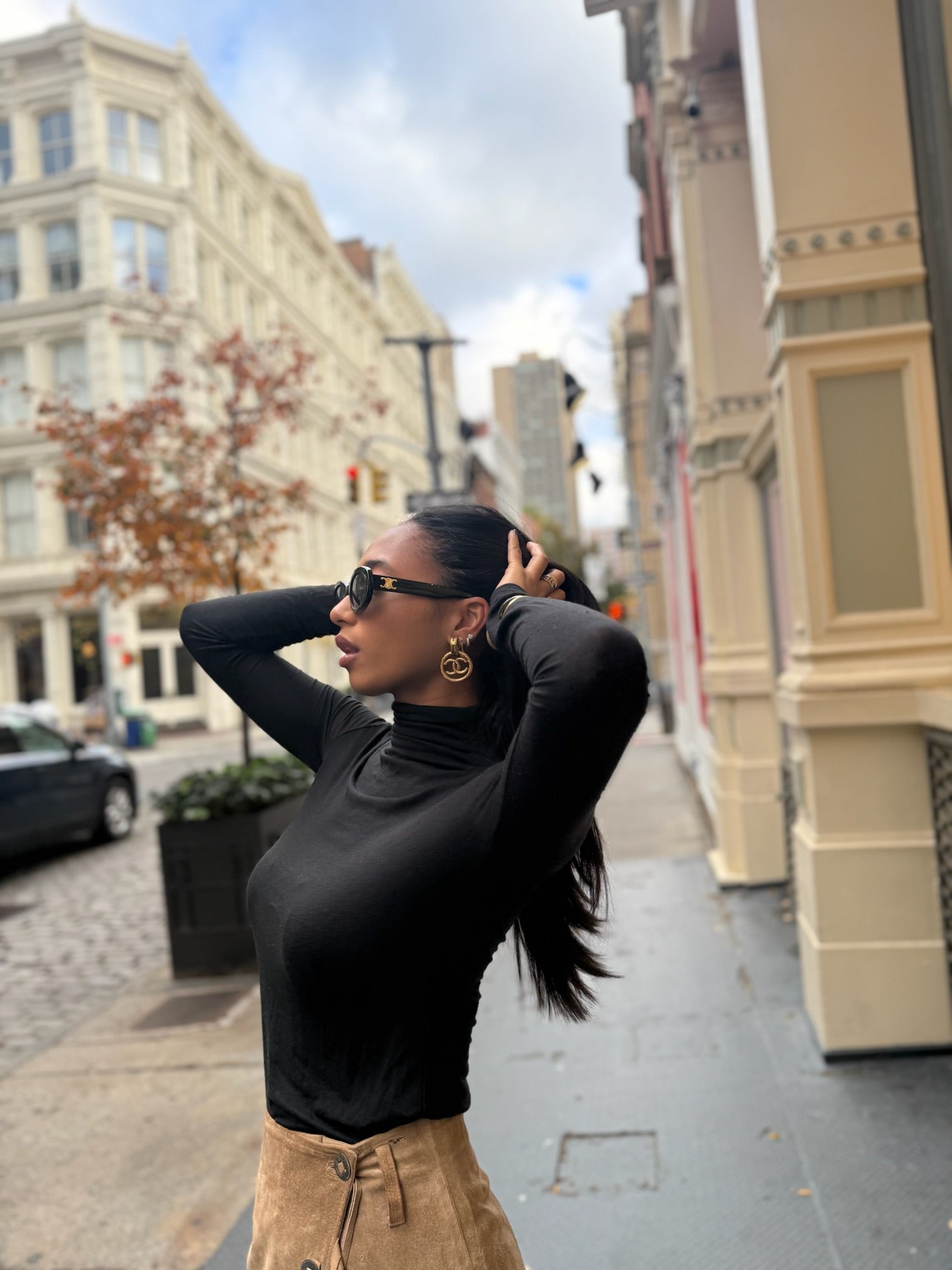 Chanel Vintage CC Gold Doorknocker earrings authentic 90s gold plated