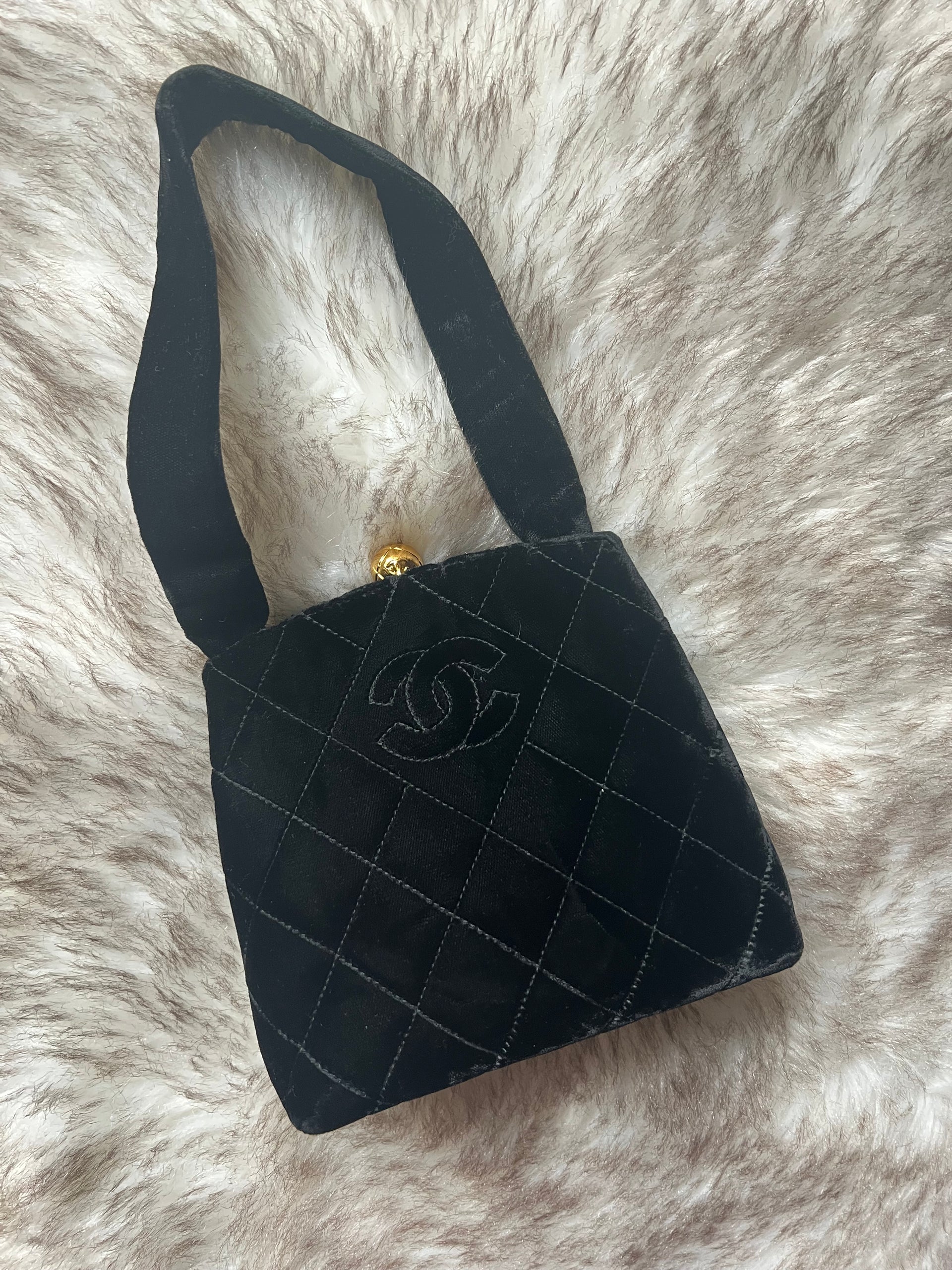 Vintage Purse Small Black Velvet Bag Velvet Chanel Black Evening