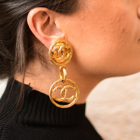 Chanel Vintage Twisted Oversized Earrings