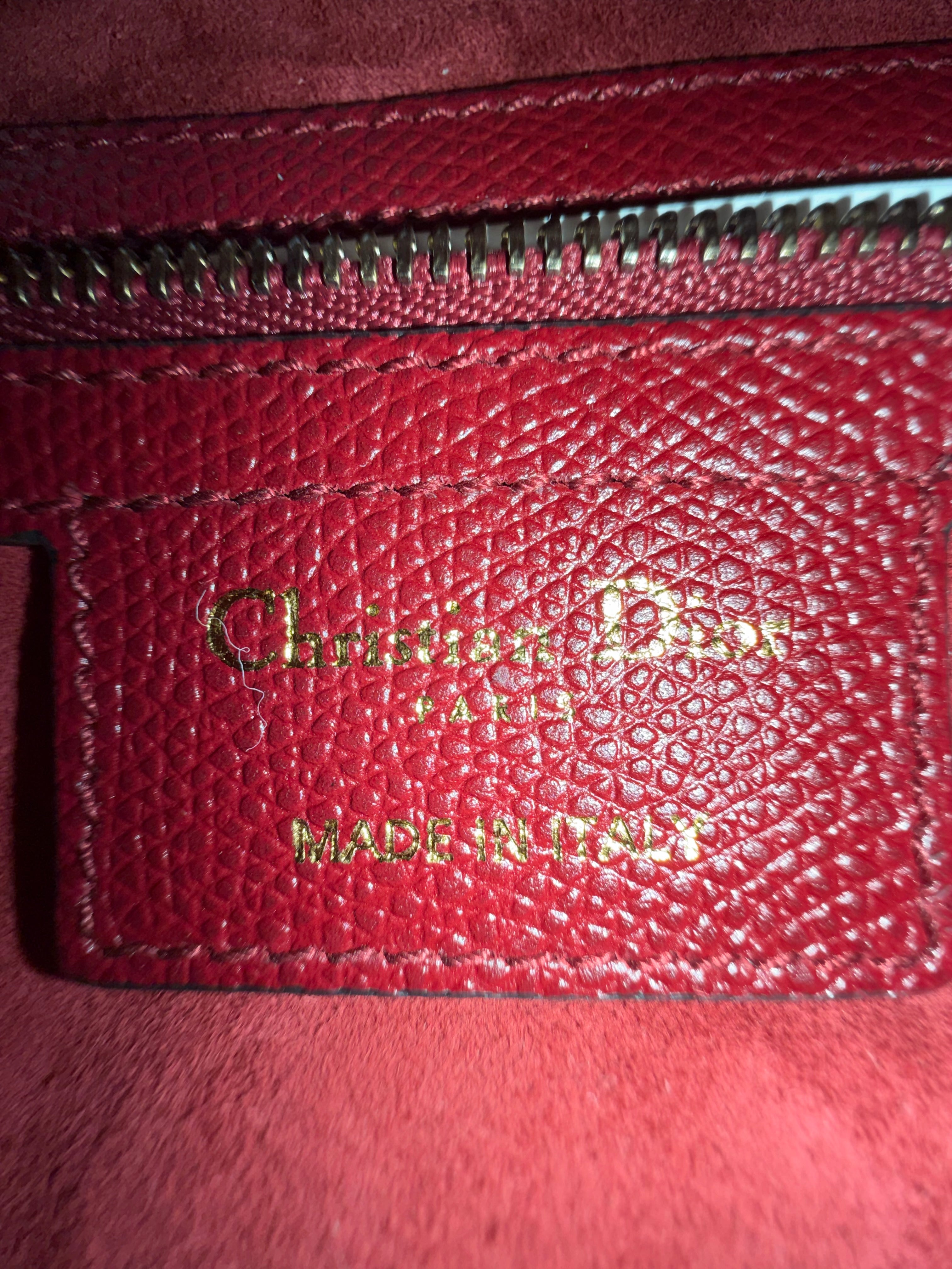 Dior authentic grained leather saddle bag red 